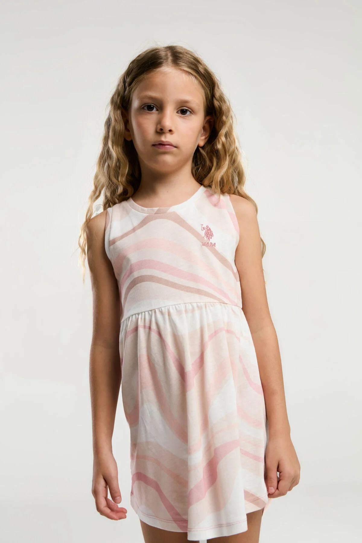 Arnetta U.S. Polo Assn Kız Çocuk Krem Elbise Elbise Toptan