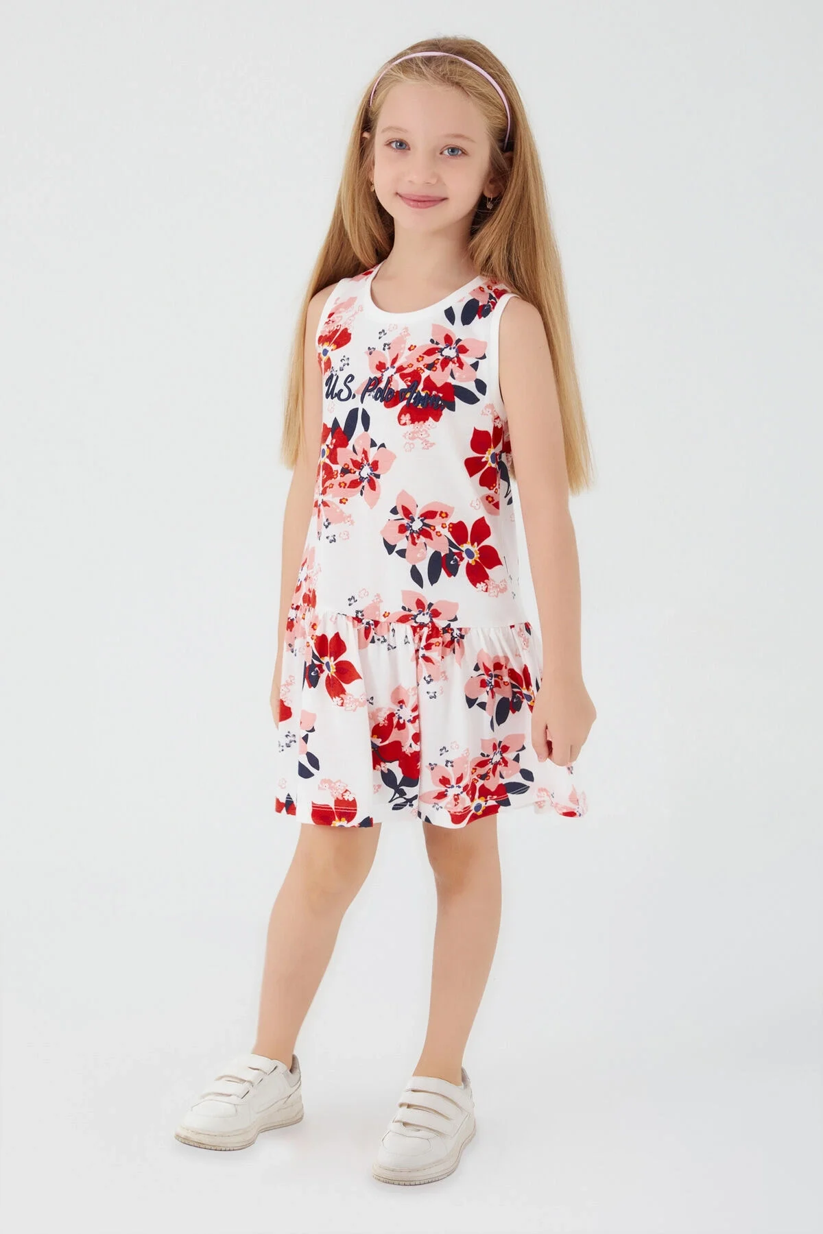 Arnetta U.S. Polo Assn Kız Çocuk Krem Gecelik Pijama Takımı Toptan