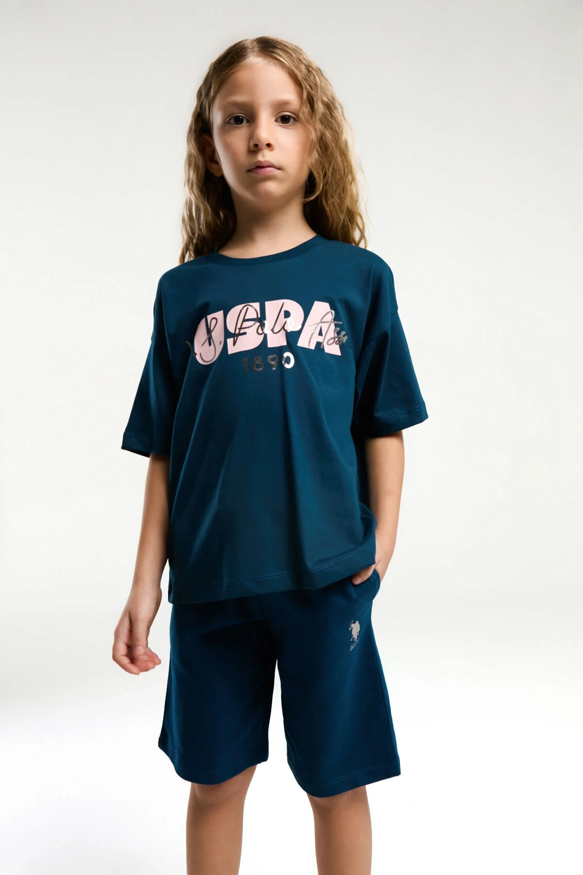 Arnetta U.S. Polo Assn Kız Çocuk Lacivert Bermuda Takım Bermuda Takım Toptan