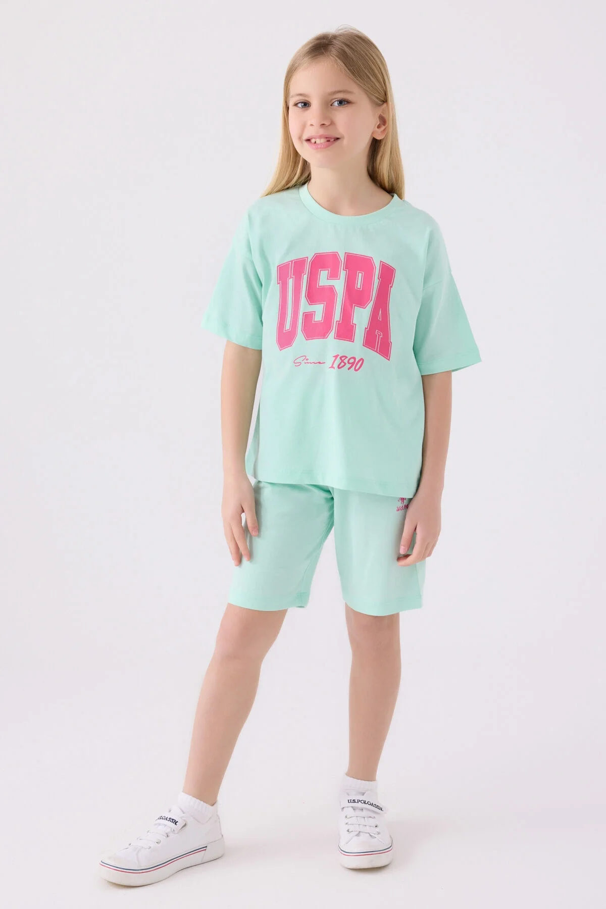 Arnetta U.S. Polo Assn Kız Çocuk Mavi Bermuda Takım Bermuda Takım Toptan