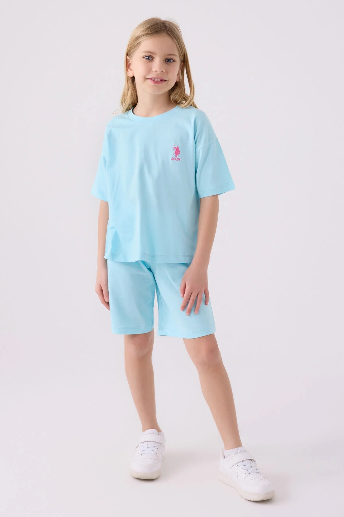 Arnetta U.S. Polo Assn Kız Çocuk Mavi Bermuda Takım Bermuda Takım Toptan