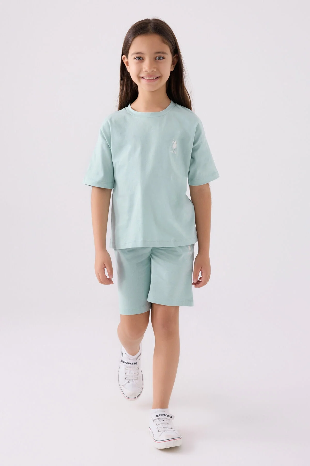 Arnetta U.S. Polo Assn Kız Çocuk Mavi Bermuda Takım Bermuda Takım Toptan