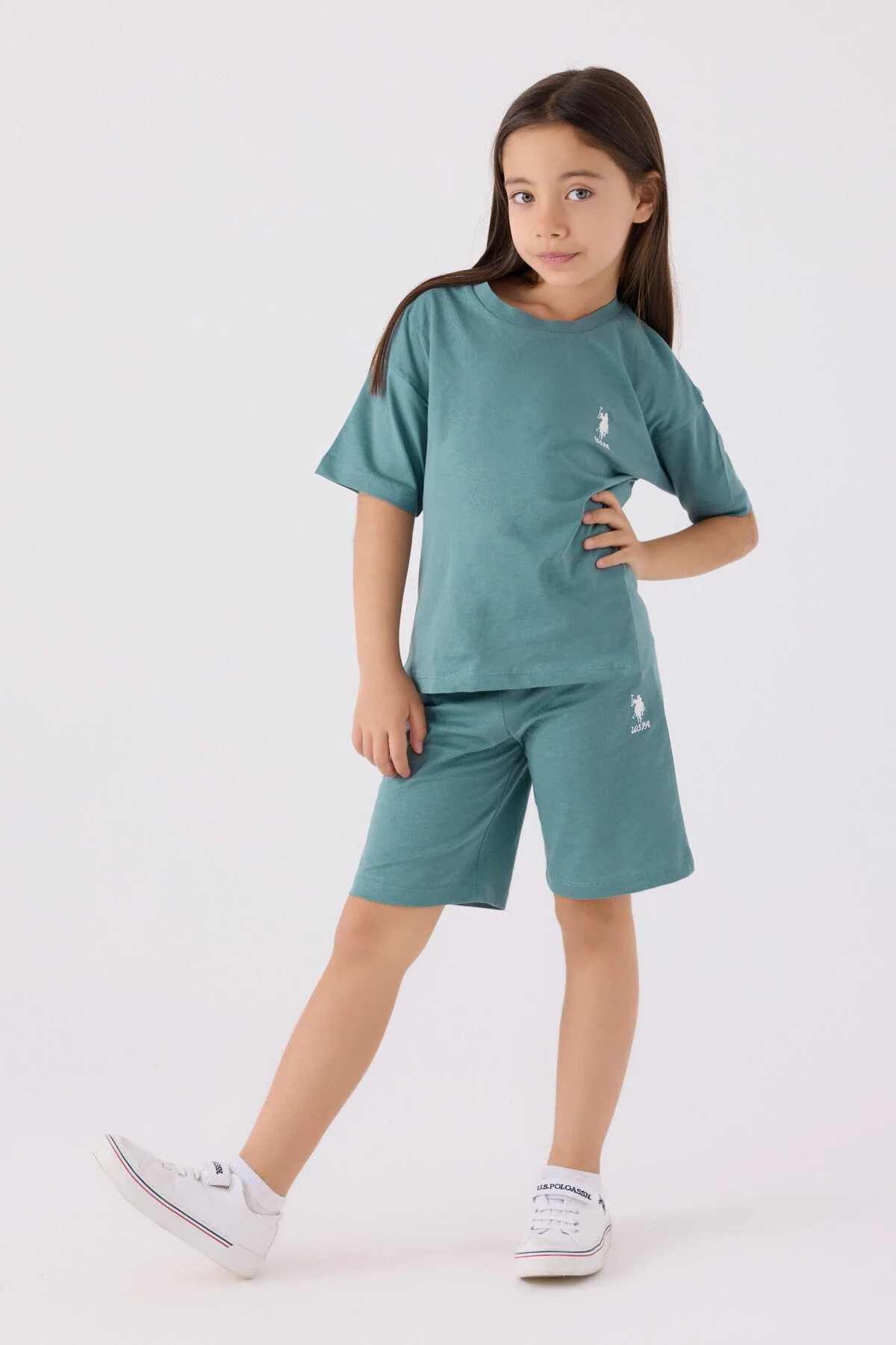 Arnetta U.S. Polo Assn Kız Çocuk Mavi Bermuda Takım Bermuda Takım Toptan