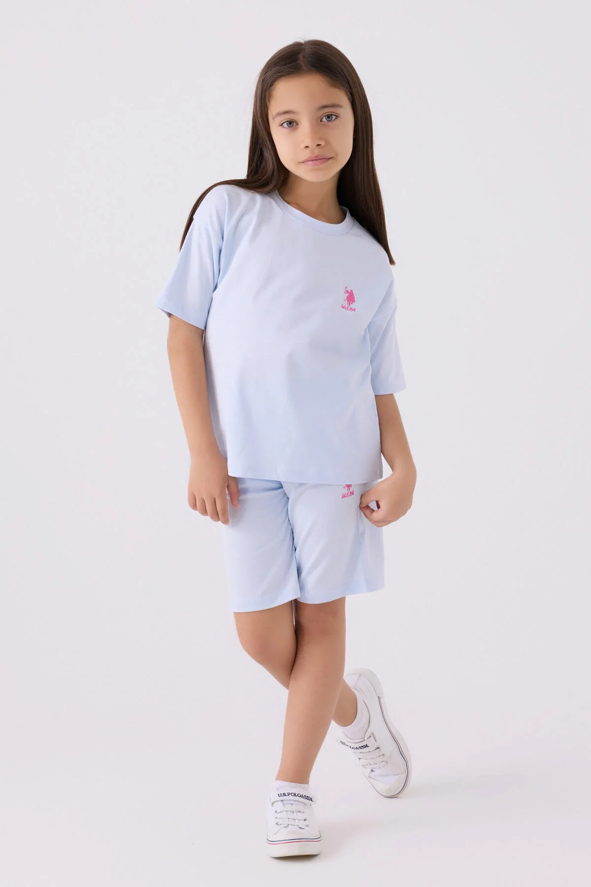 Arnetta U.S. Polo Assn Kız Çocuk Mavi Bermuda Takım Bermuda Takım Toptan