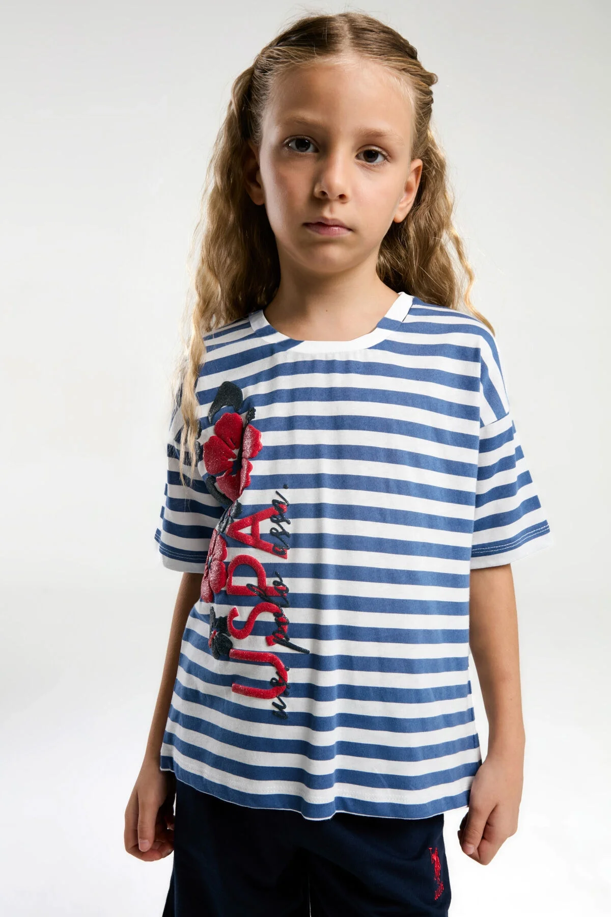 Arnetta U.S. Polo Assn Kız Çocuk Mavi Bermuda Takım Bermuda Takım Toptan