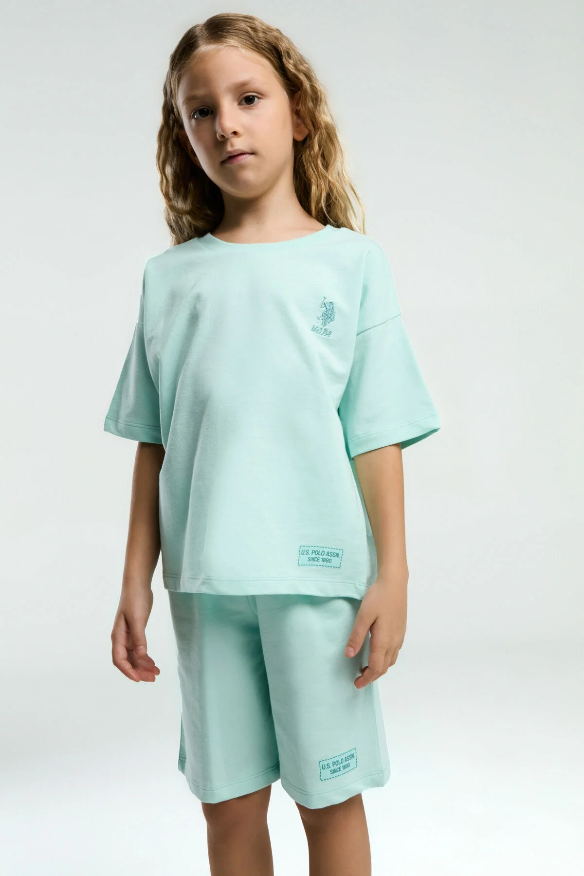 Arnetta U.S. Polo Assn Kız Çocuk Mavi Bermuda Takım Bermuda Takım Toptan