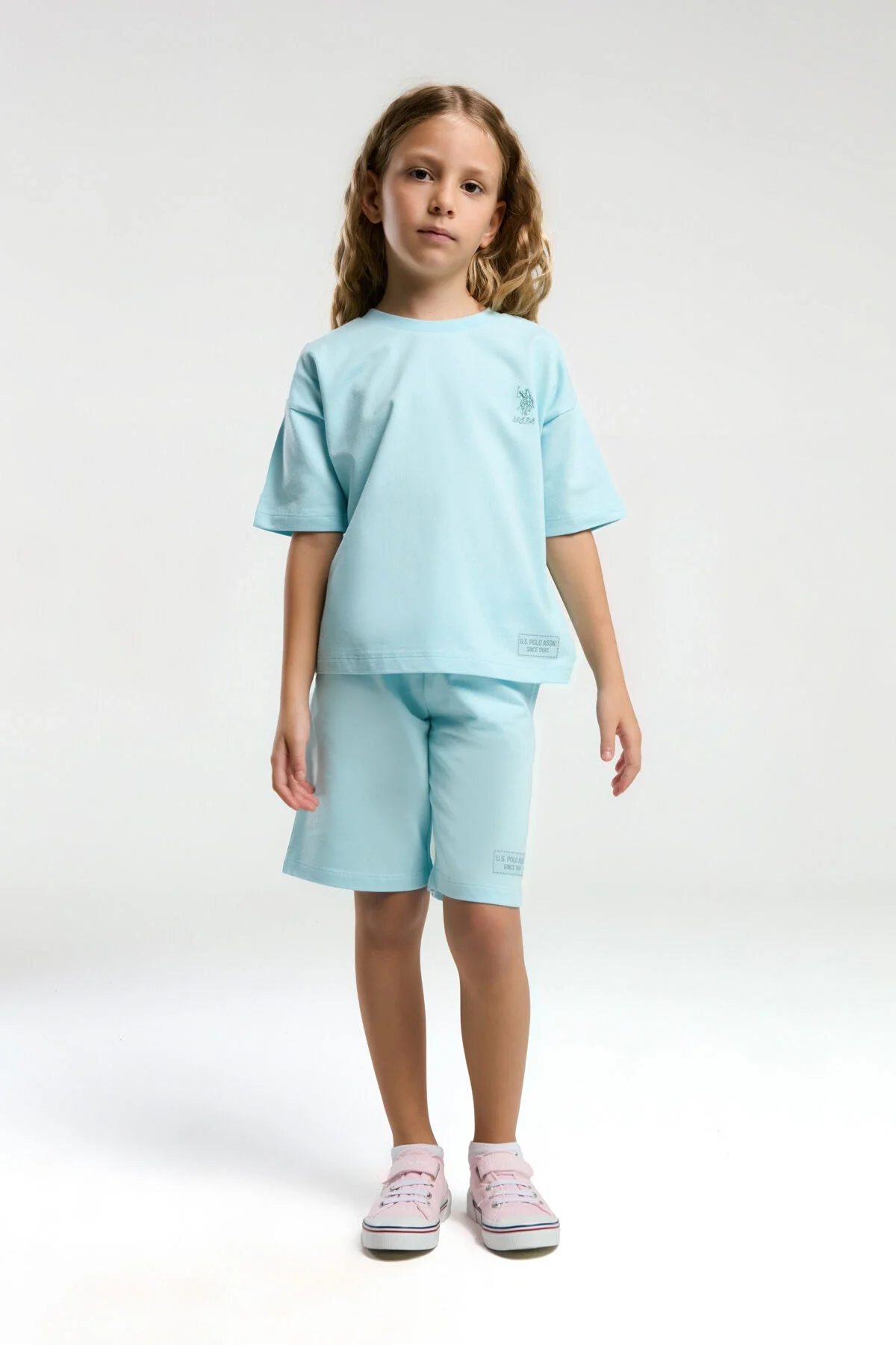 Arnetta U.S. Polo Assn Kız Çocuk Mavi Bermuda Takım Bermuda Takım Toptan