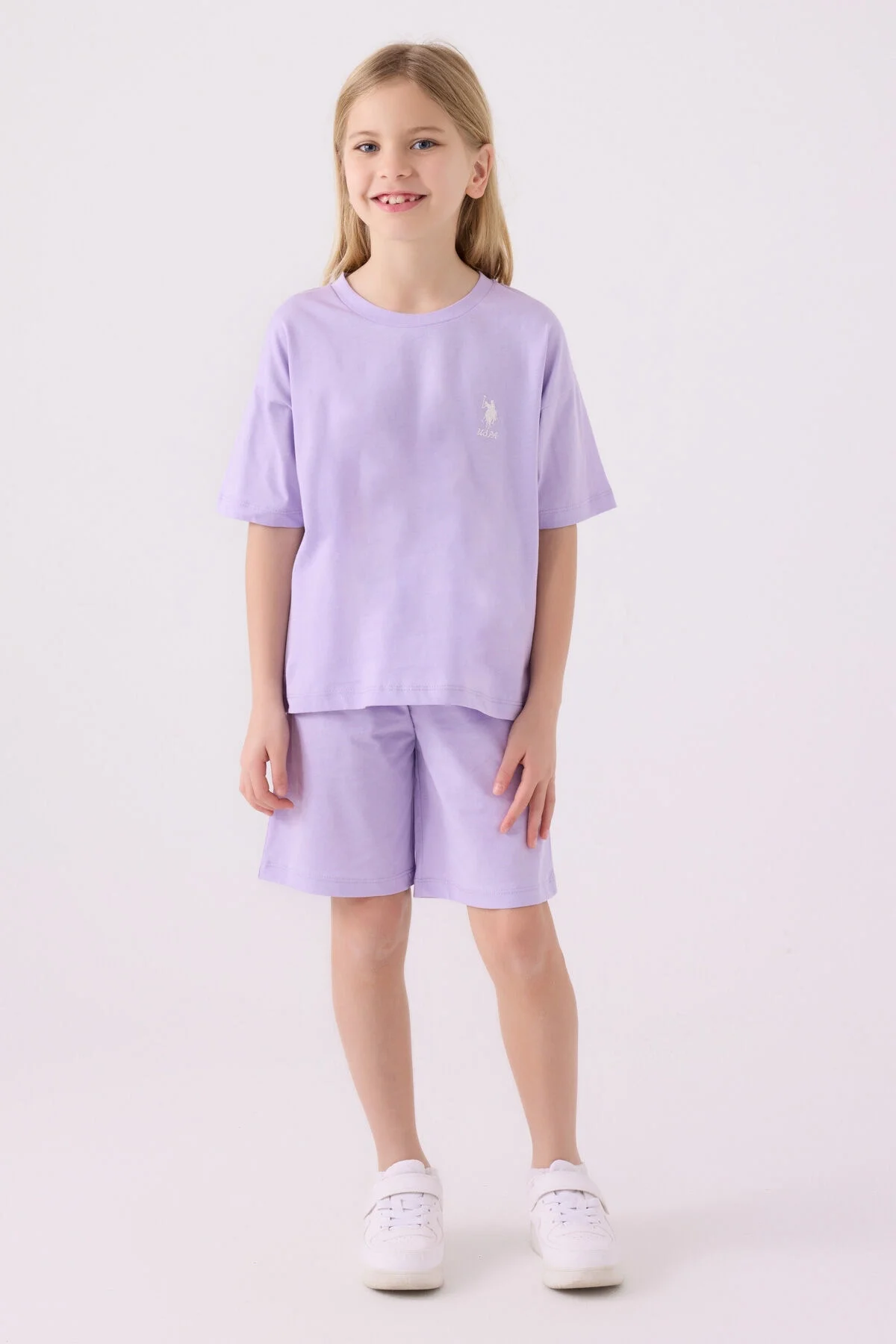 Arnetta U.S. Polo Assn Kız Çocuk Mor Bermuda Takım Bermuda Takım Toptan