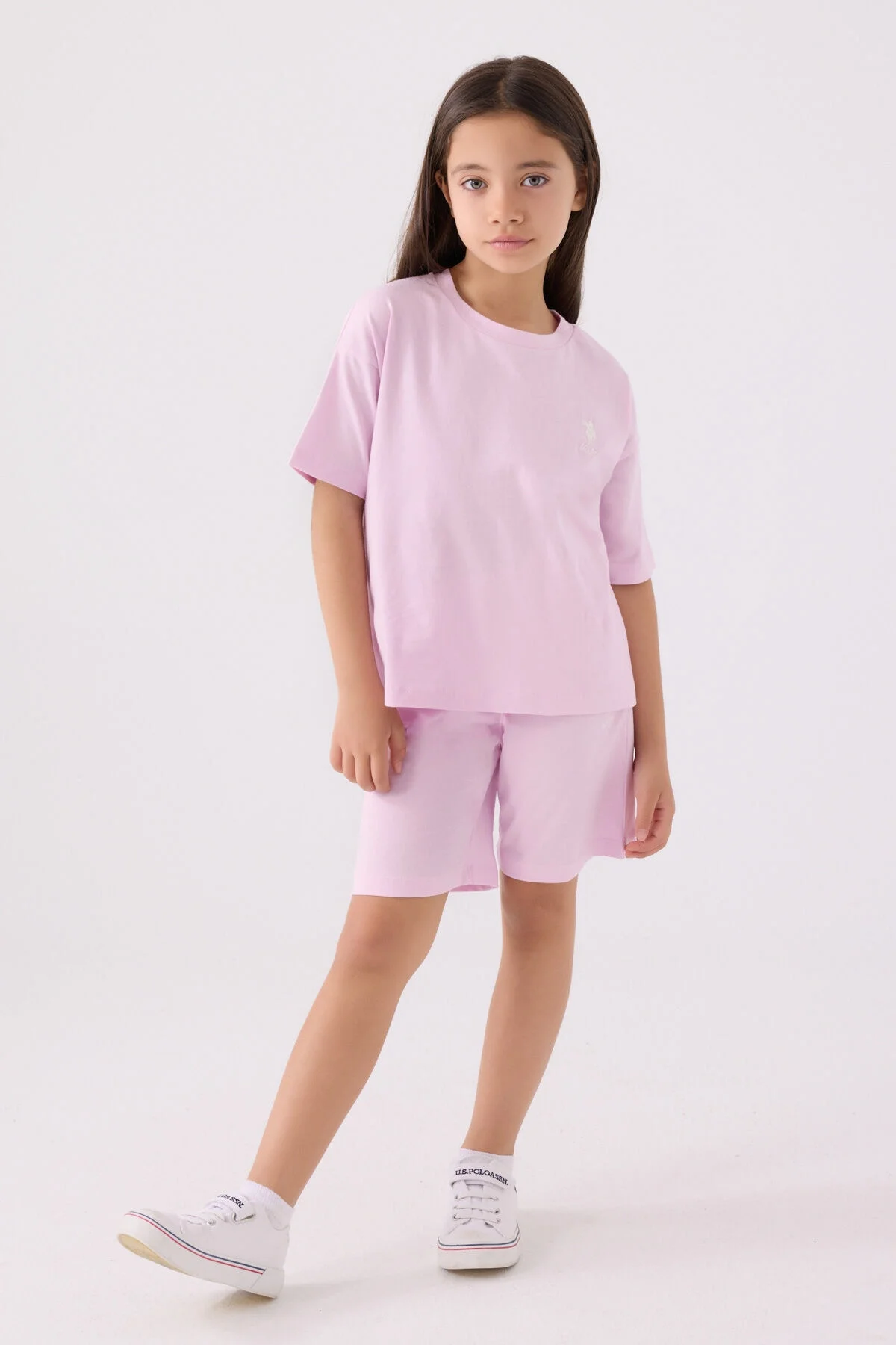 Arnetta U.S. Polo Assn Kız Çocuk Mor Bermuda Takım Bermuda Takım Toptan