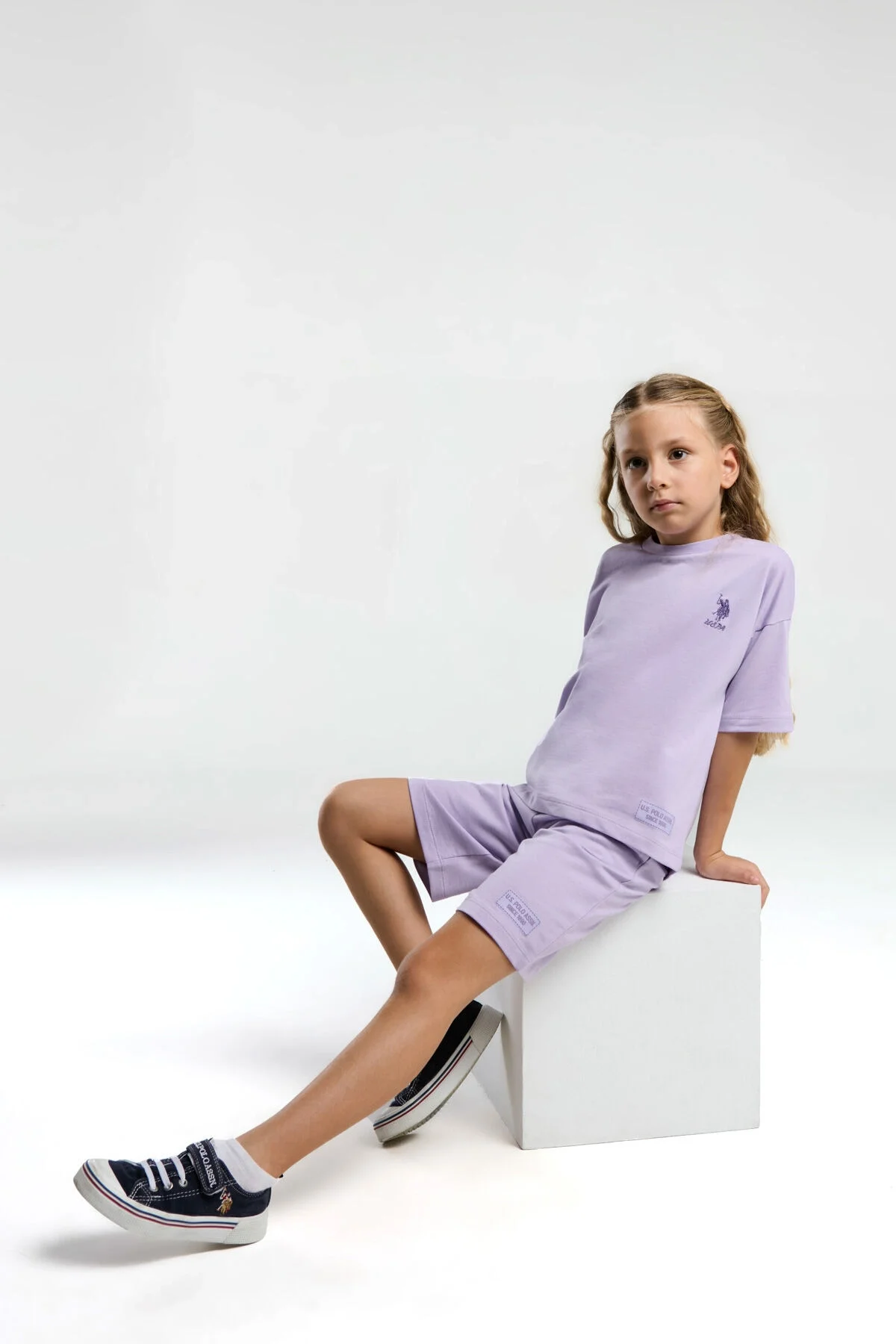 Arnetta U.S. Polo Assn Kız Çocuk Mor Bermuda Takım Bermuda Takım Toptan