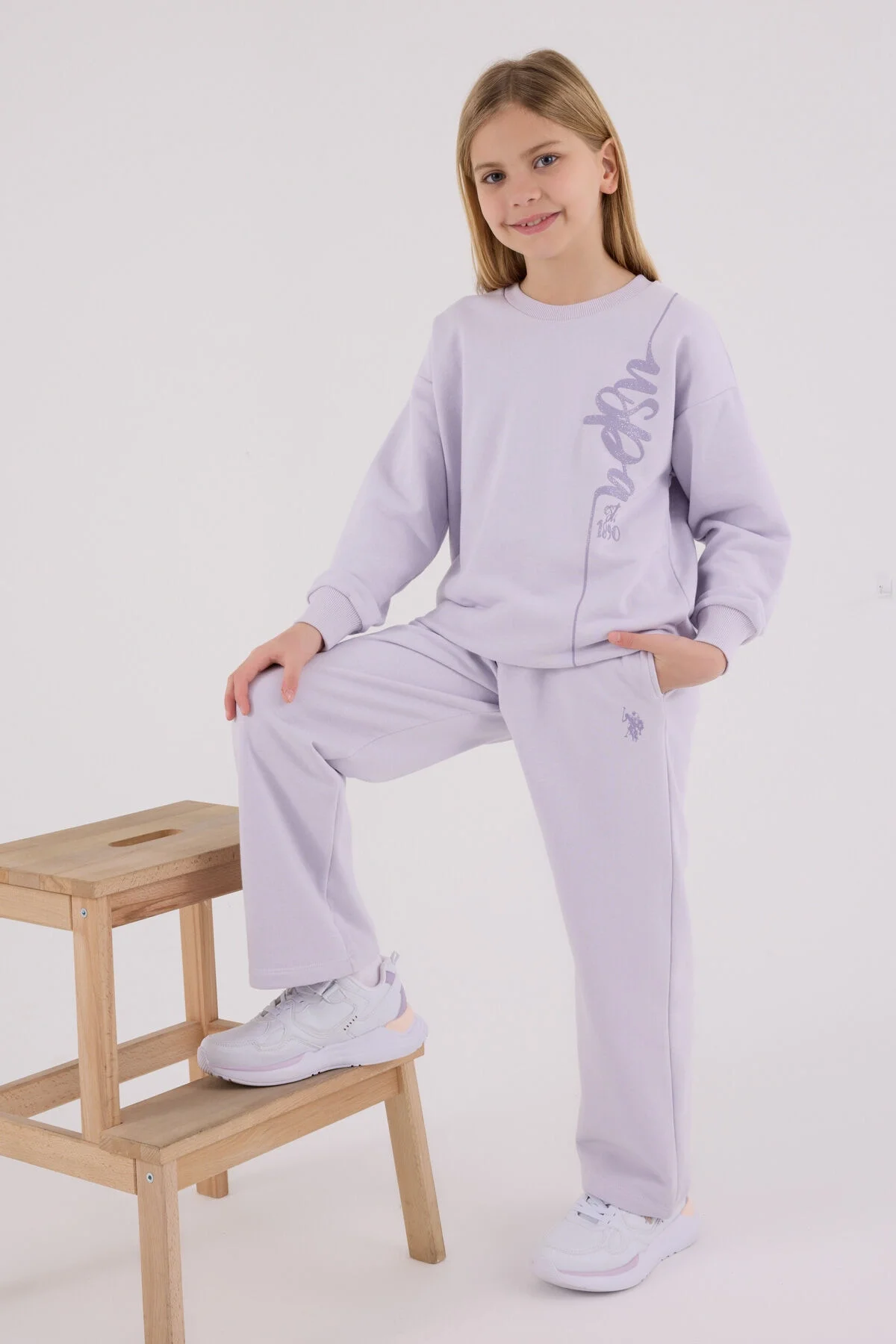 Arnetta U.S. Polo Assn Kız Çocuk Mor Eşofman Takımı Eşofman Takımı Toptan