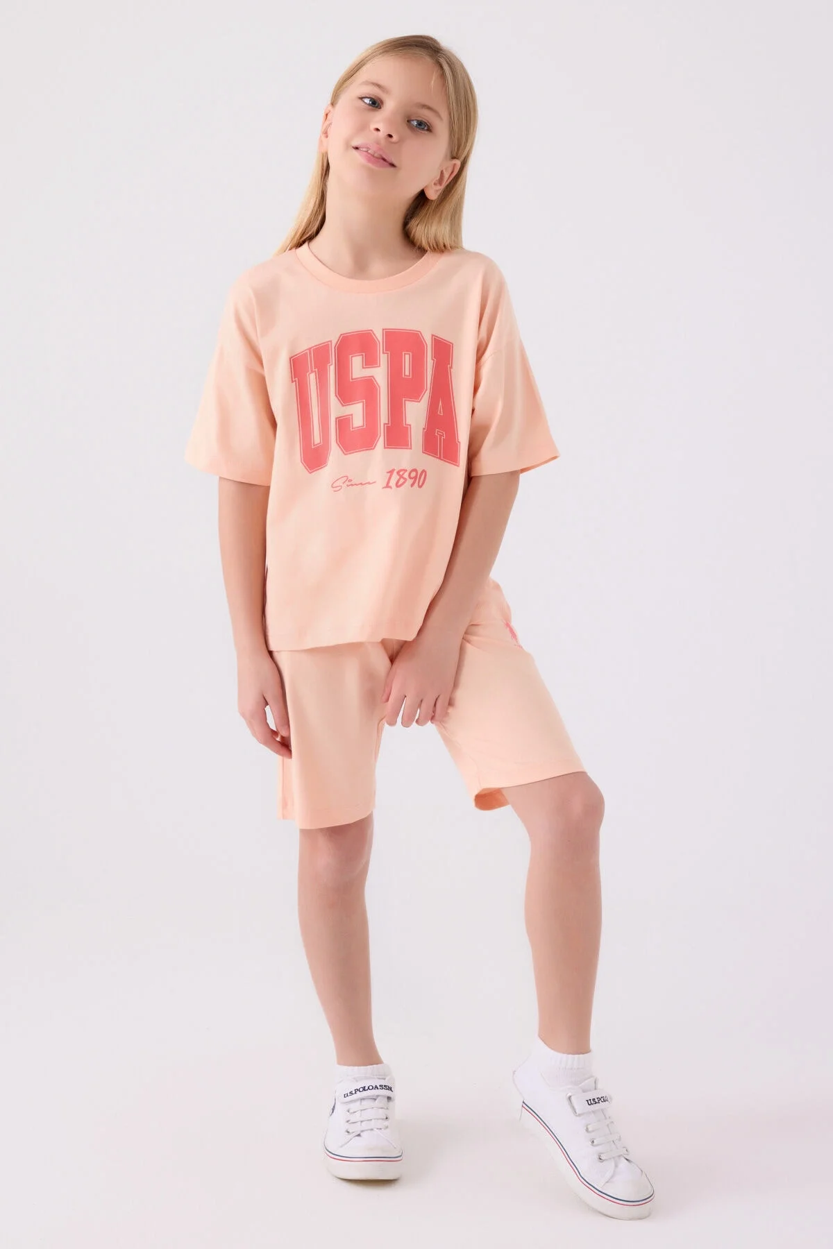 Arnetta U.S. Polo Assn Kız Çocuk Pembe Bermuda Takım Bermuda Takım Toptan