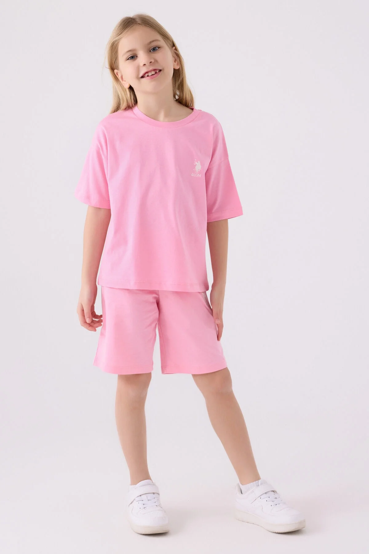 Arnetta U.S. Polo Assn Kız Çocuk Pembe Bermuda Takım Bermuda Takım Toptan