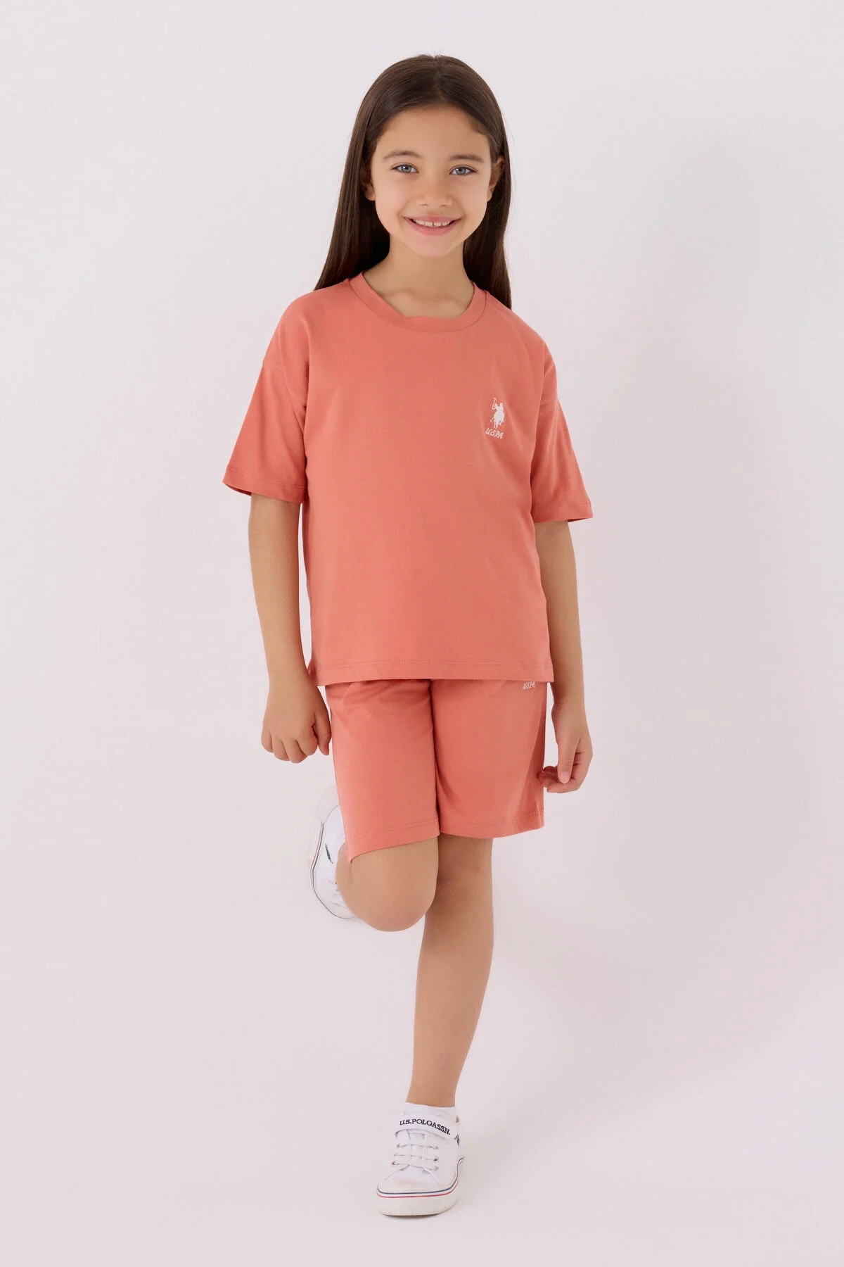 Arnetta U.S. Polo Assn Kız Çocuk Pembe Bermuda Takım Bermuda Takım Toptan