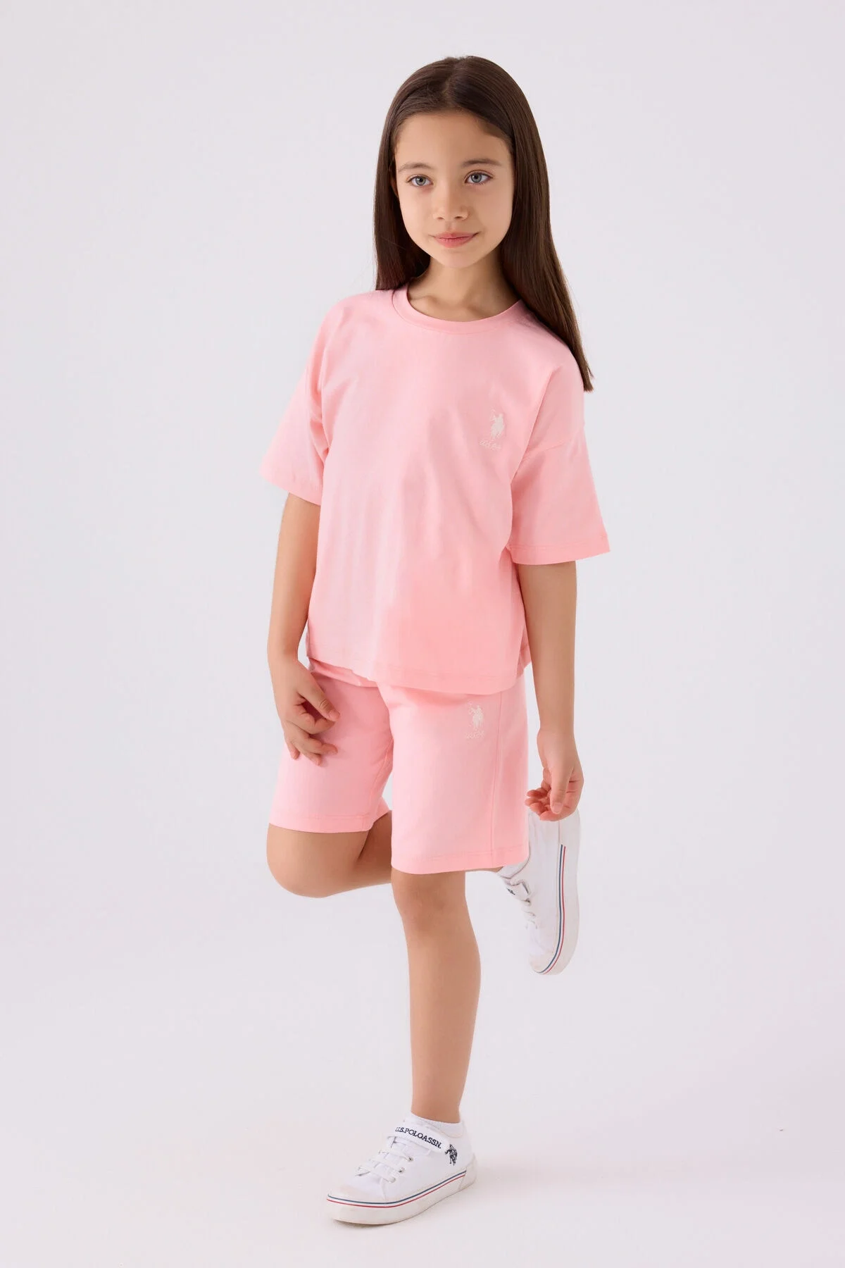 Arnetta U.S. Polo Assn Kız Çocuk Pembe Bermuda Takım Bermuda Takım Toptan