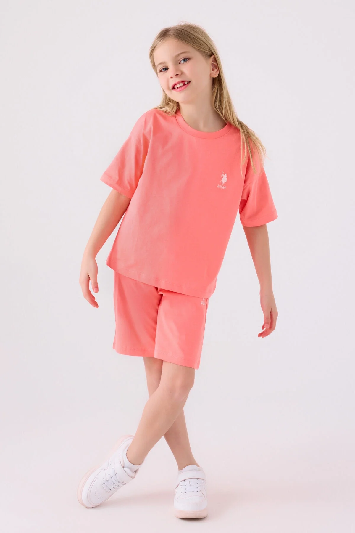 Arnetta U.S. Polo Assn Kız Çocuk Pembe Bermuda Takım Bermuda Takım Toptan