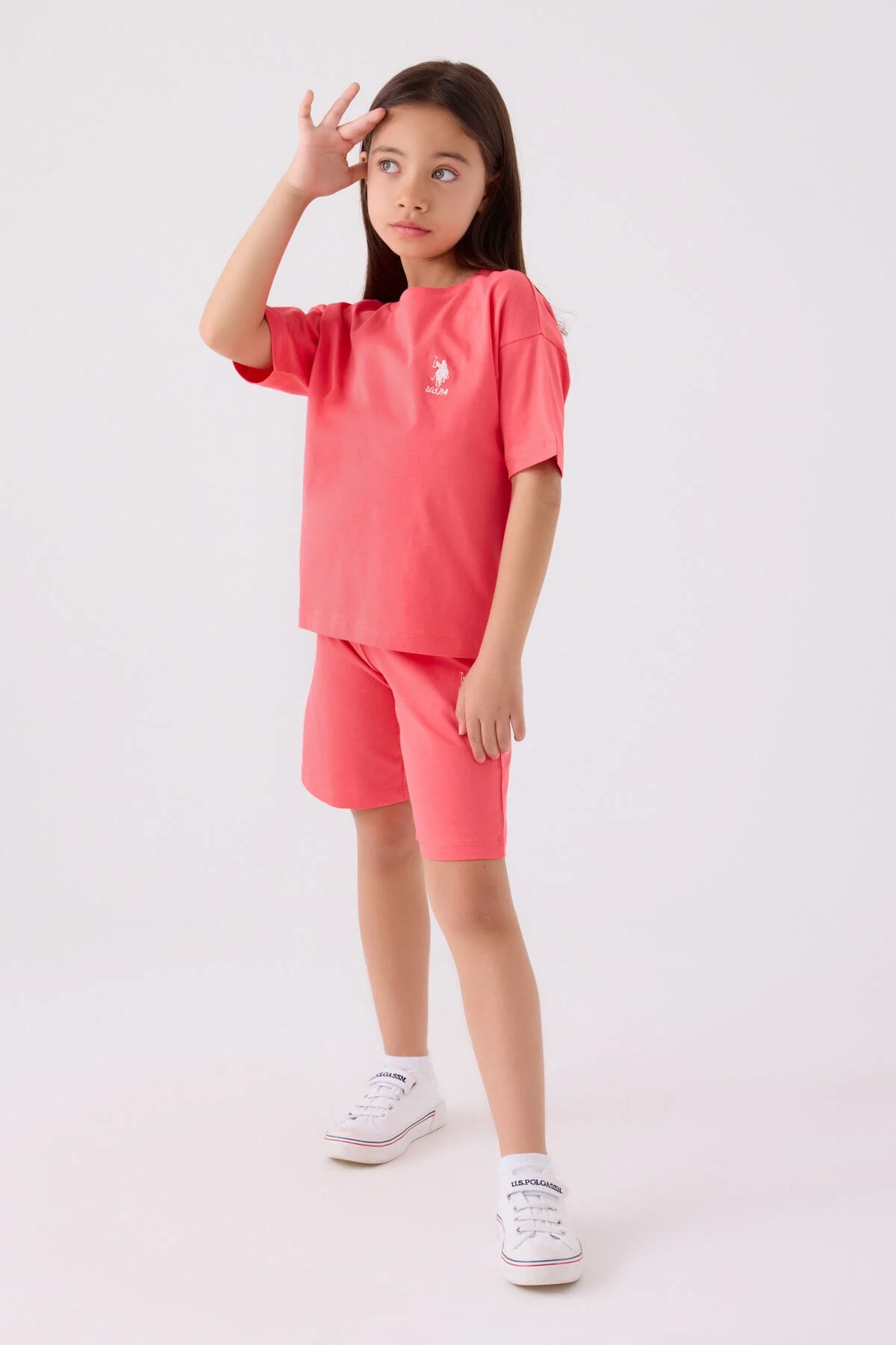 Arnetta U.S. Polo Assn Kız Çocuk Pembe Bermuda Takım Bermuda Takım Toptan