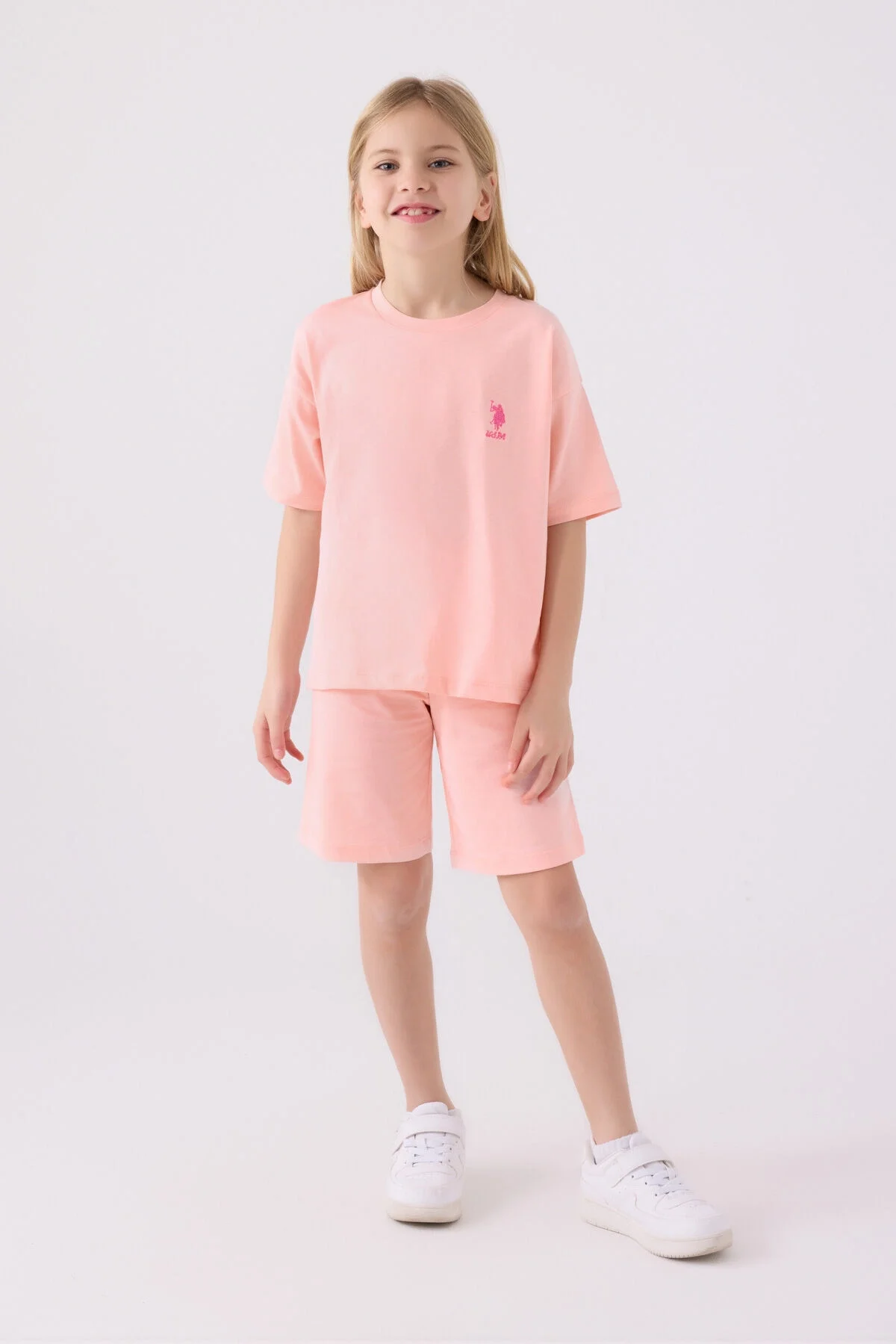 Arnetta U.S. Polo Assn Kız Çocuk Pembe Bermuda Takım Bermuda Takım Toptan
