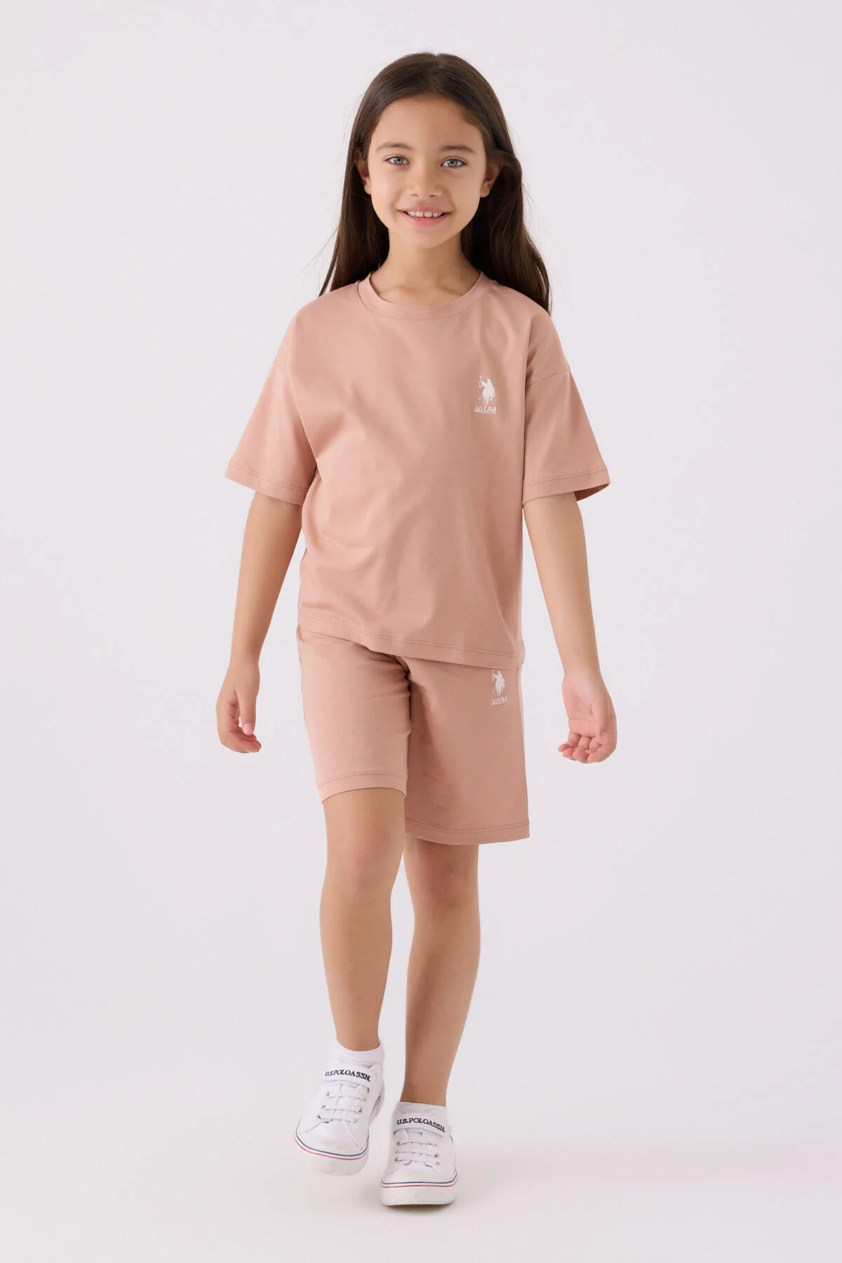 Arnetta U.S. Polo Assn Kız Çocuk Pembe Bermuda Takım Bermuda Takım Toptan