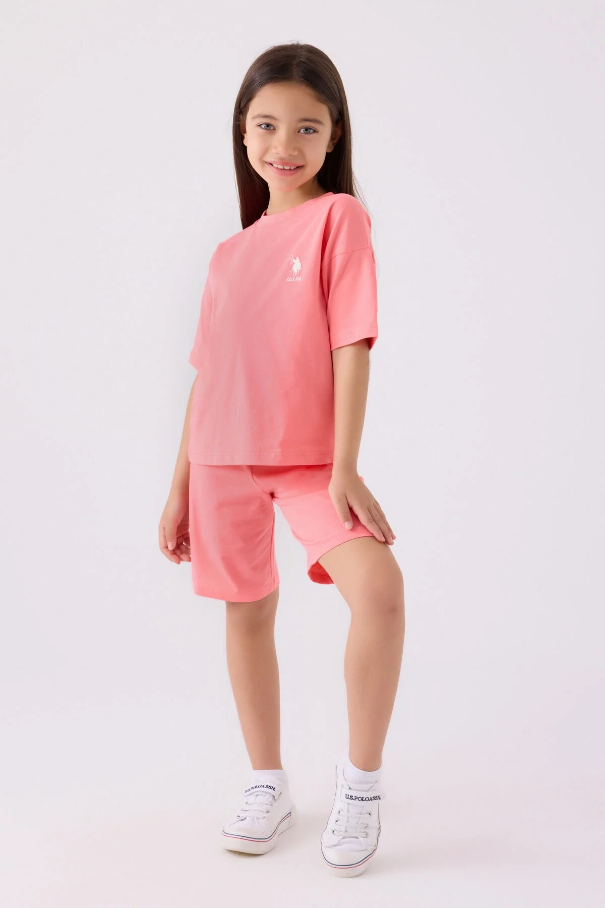 Arnetta U.S. Polo Assn Kız Çocuk Pembe Bermuda Takım Bermuda Takım Toptan