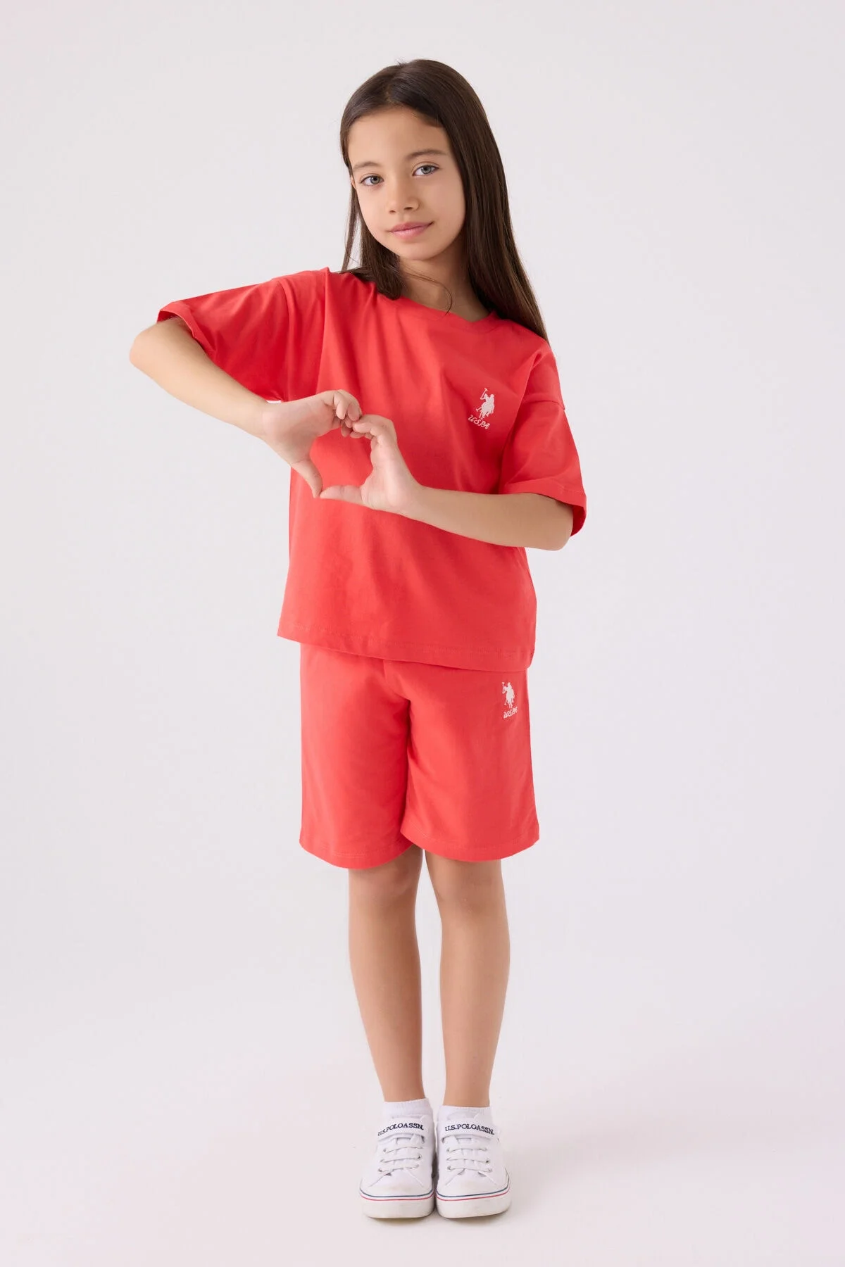 Arnetta U.S. Polo Assn Kız Çocuk Pembe Bermuda Takım Bermuda Takım Toptan