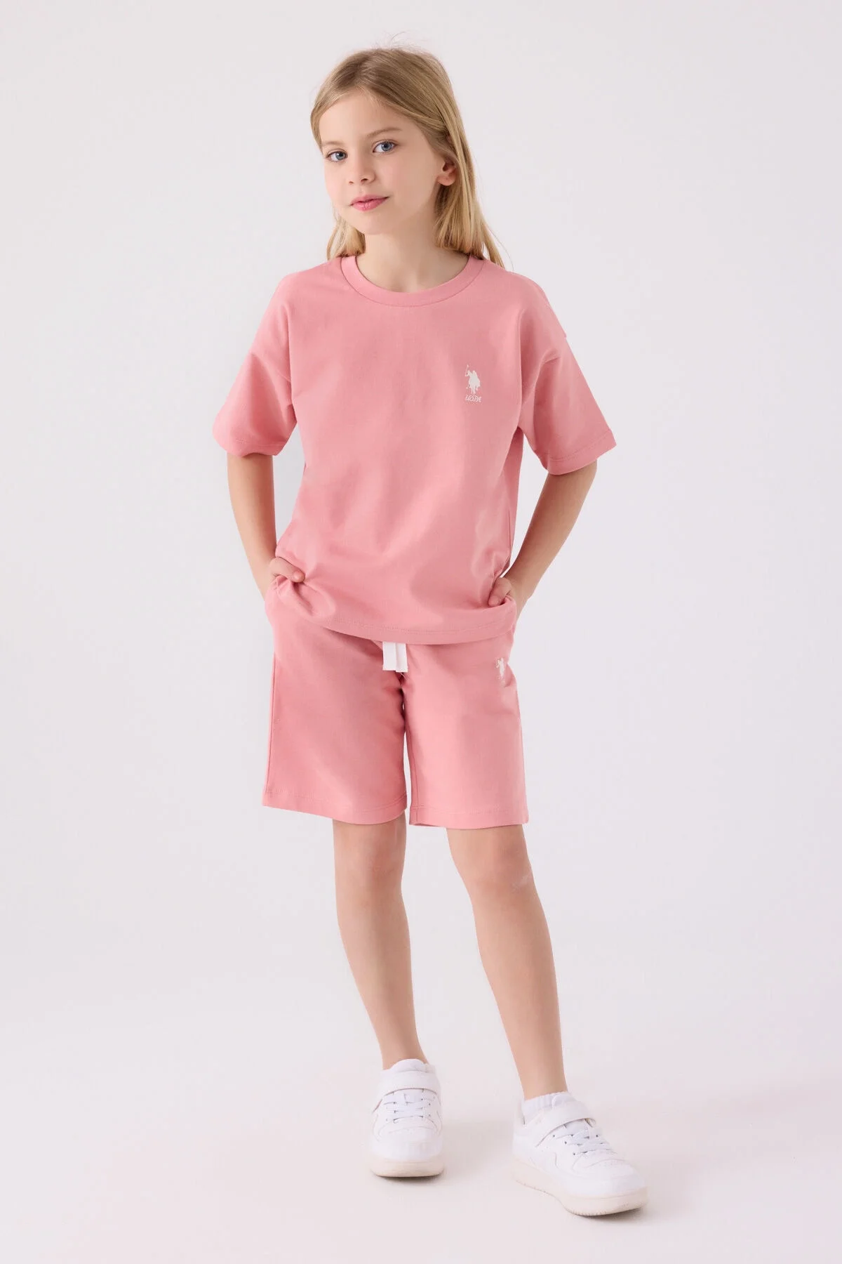 Arnetta U.S. Polo Assn Kız Çocuk Pembe Bermuda Takım Bermuda Takım Toptan