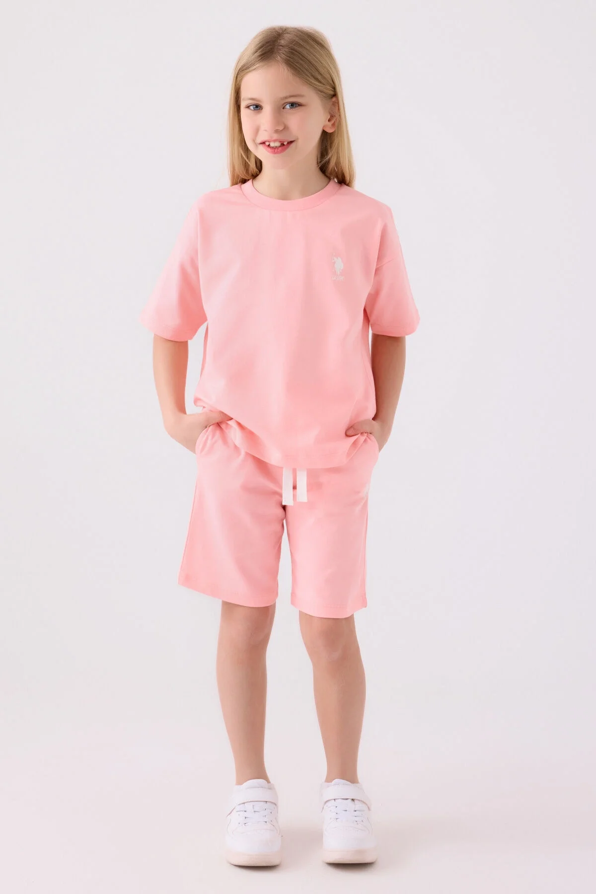 Arnetta U.S. Polo Assn Kız Çocuk Pembe Bermuda Takım Bermuda Takım Toptan