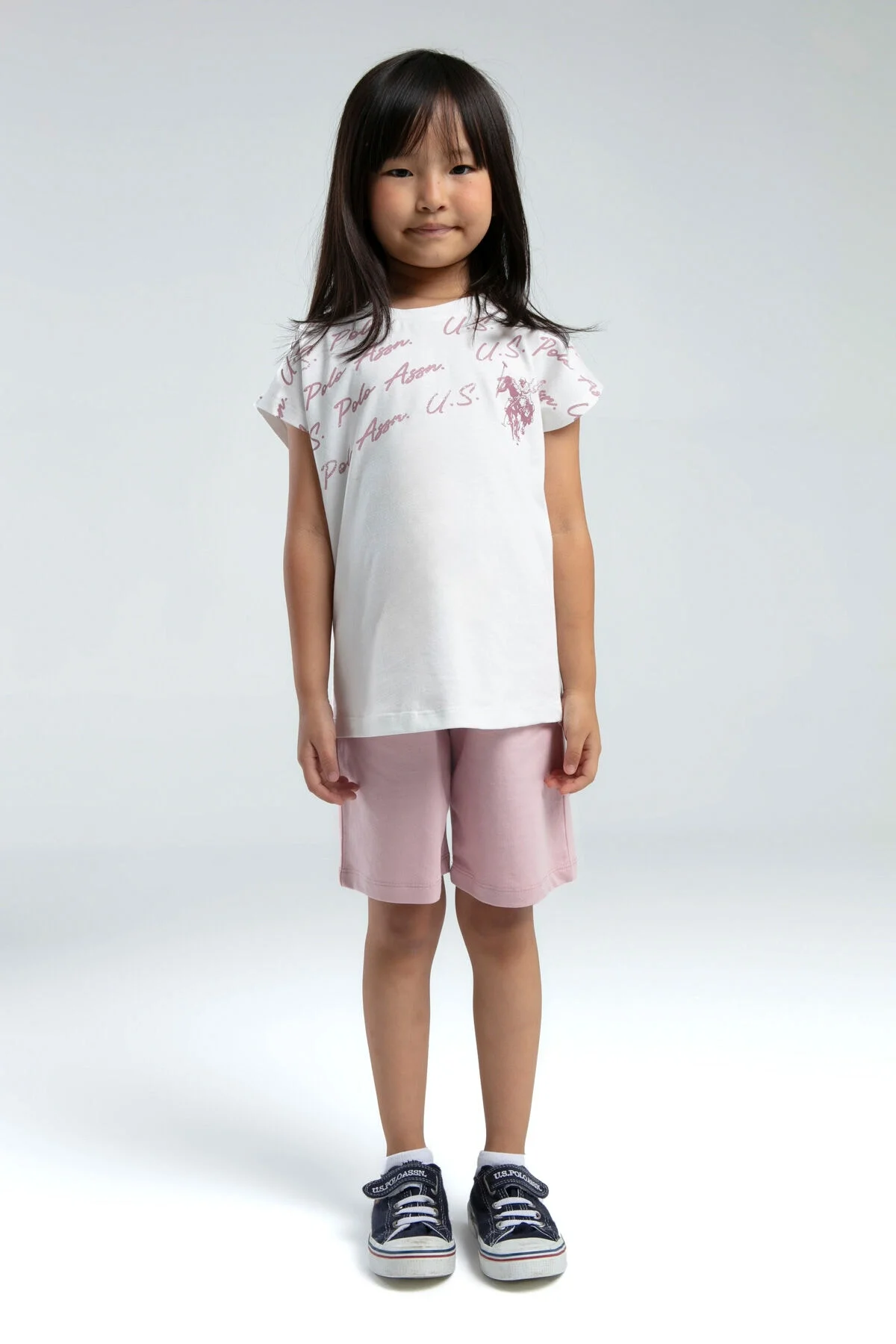 Arnetta U.S. Polo Assn Kız Çocuk Pembe Bermuda Takım Bermuda Takım Toptan