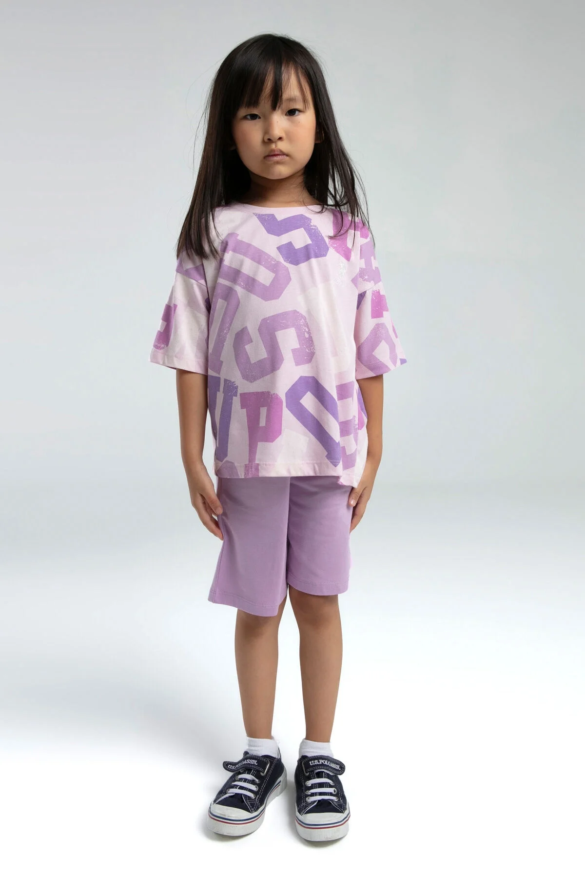 Arnetta U.S. Polo Assn Kız Çocuk Pembe Bermuda Takım Bermuda Takım Toptan