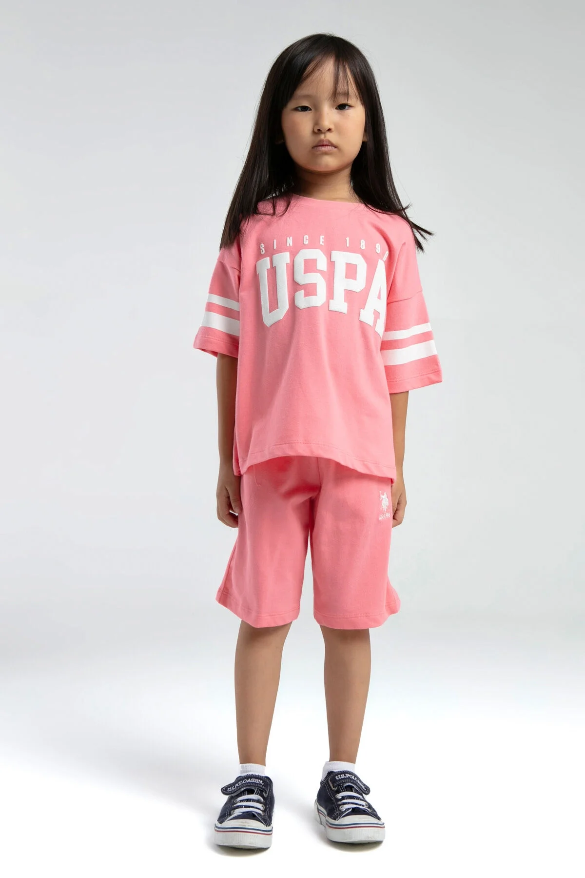 Arnetta U.S. Polo Assn Kız Çocuk Pembe Bermuda Takım Bermuda Takım Toptan