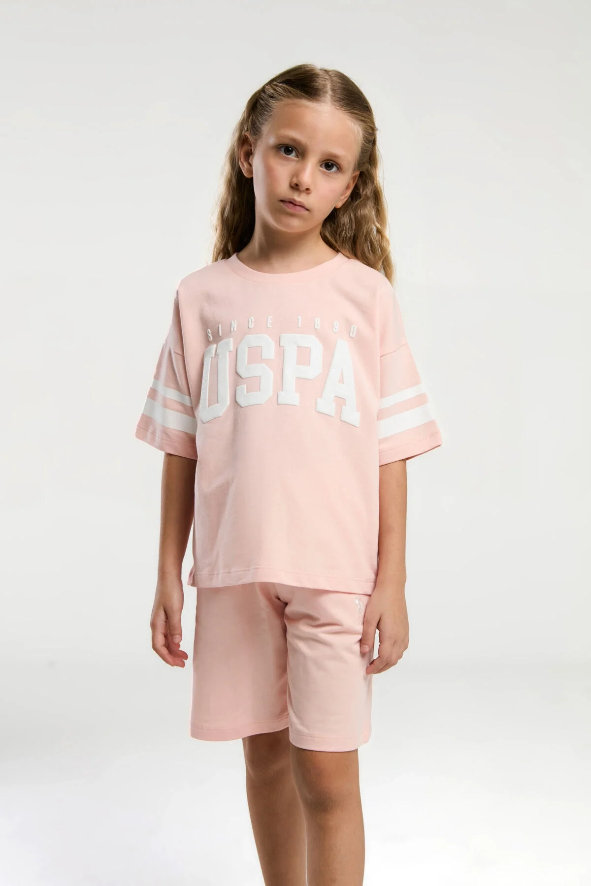 Arnetta U.S. Polo Assn Kız Çocuk Pembe Bermuda Takım Bermuda Takım Toptan