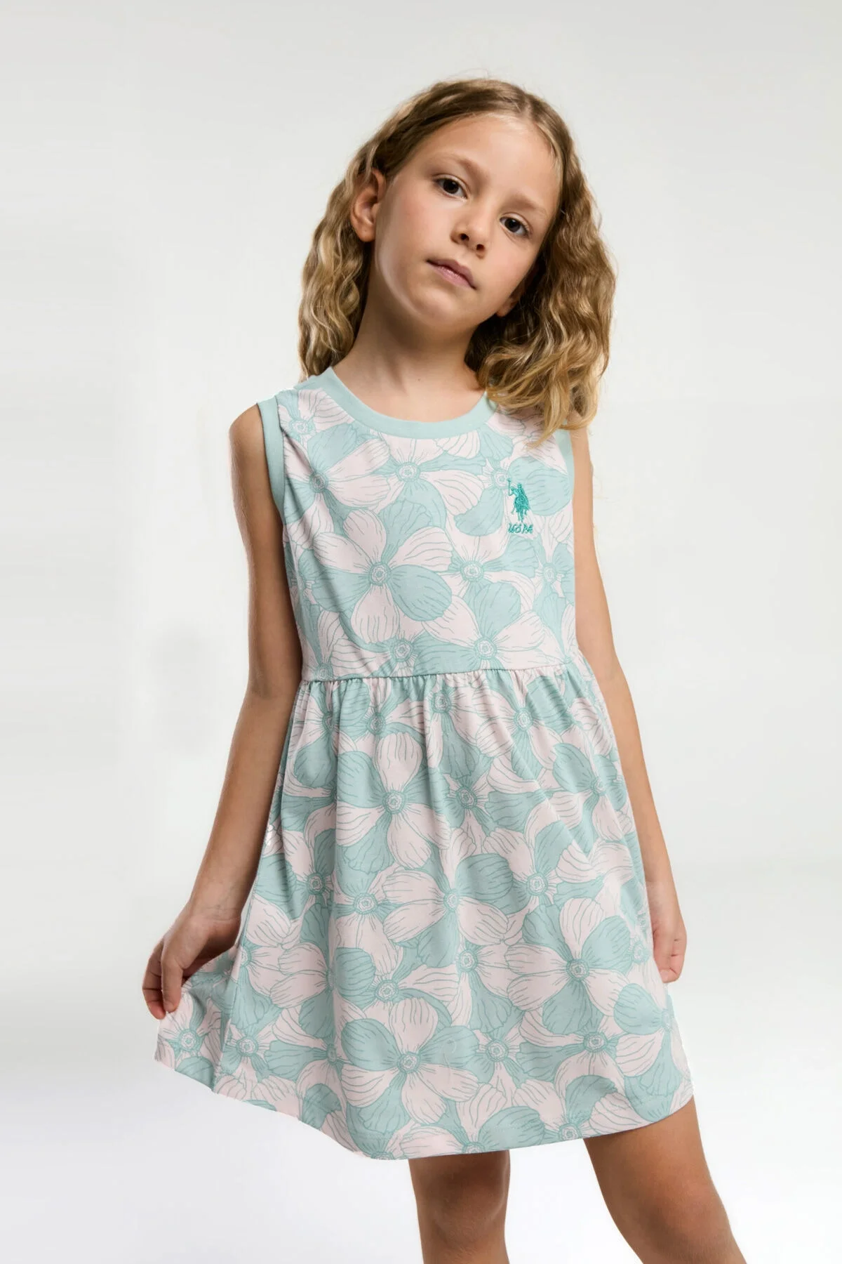 Arnetta U.S. Polo Assn Kız Çocuk Pembe Elbise Elbise Toptan