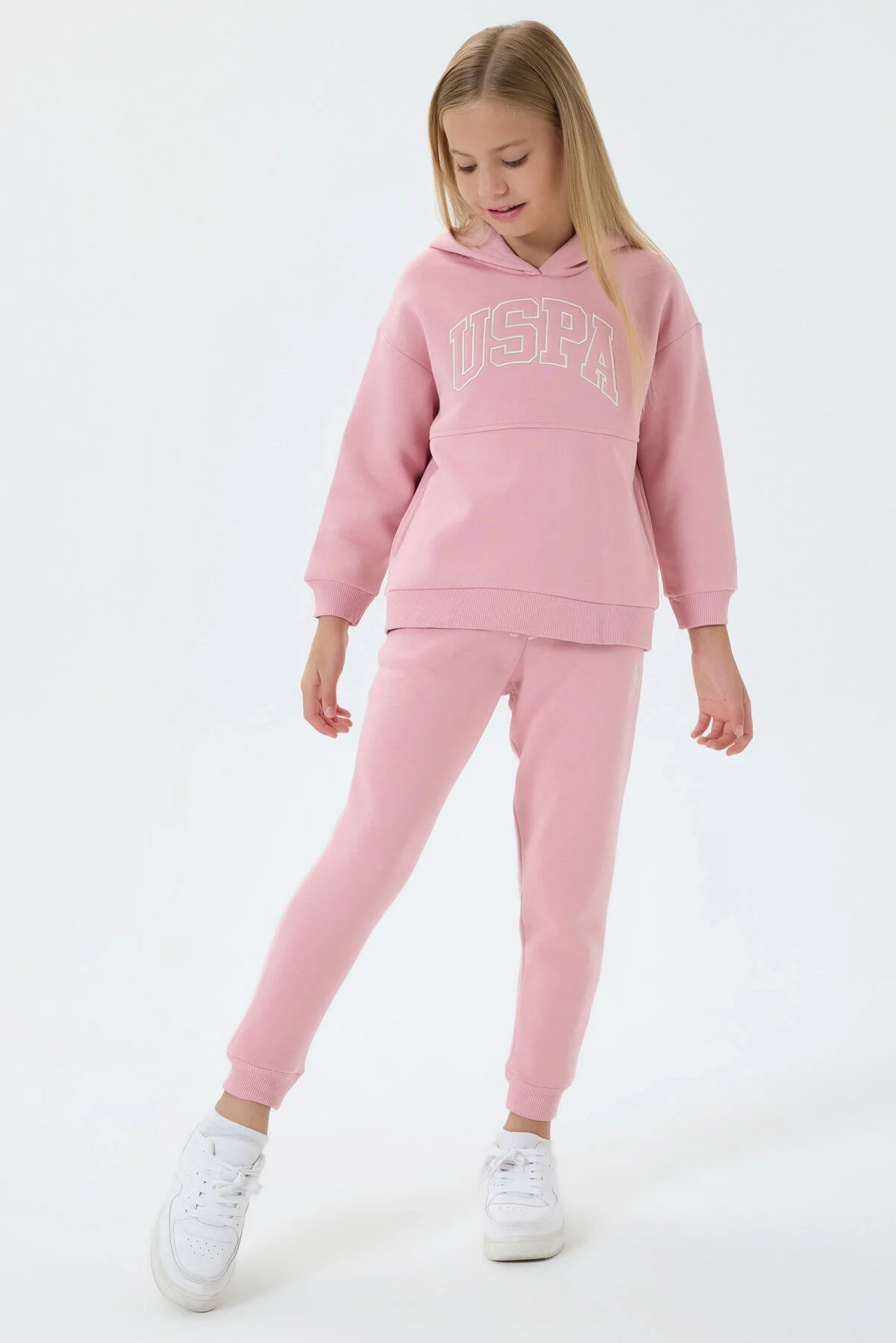 Arnetta U.S. Polo Assn Kız Çocuk Pembe Eşofman Takımı Eşofman Takımı Toptan