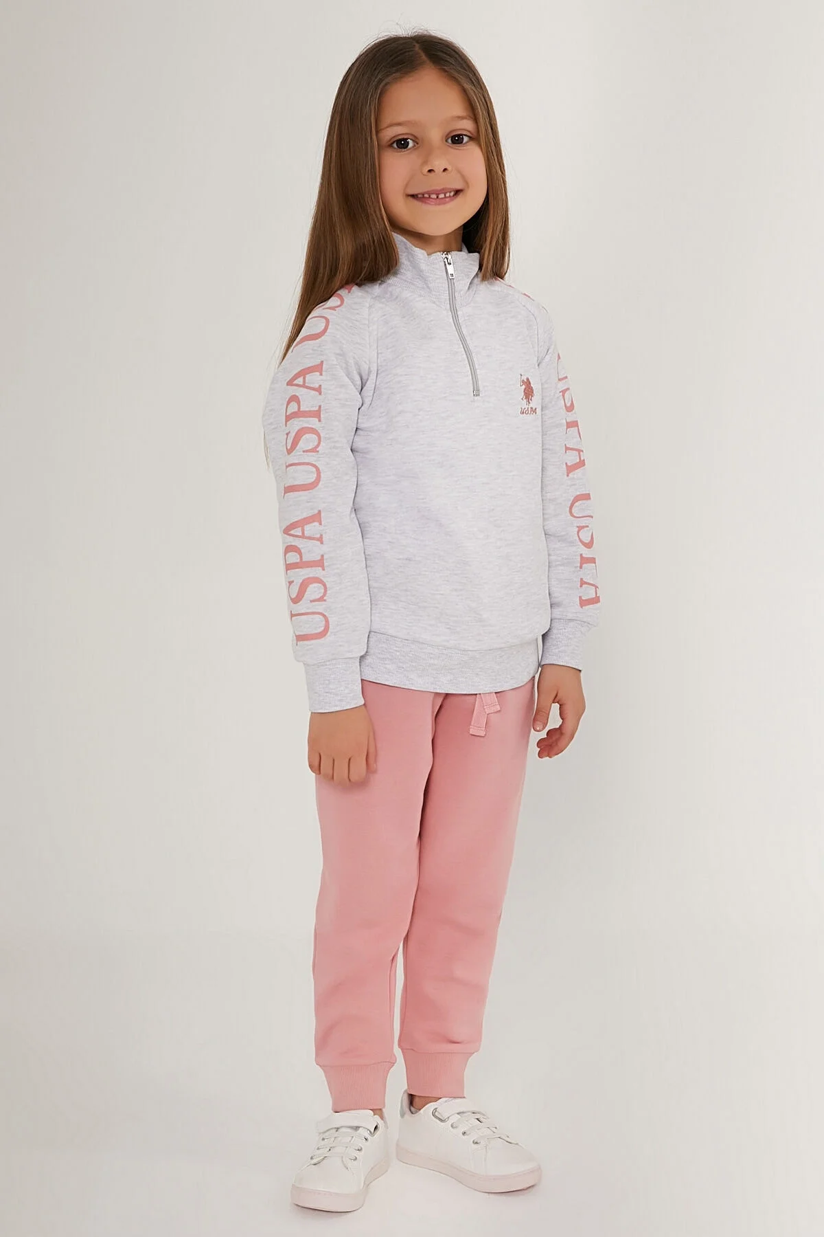 Arnetta U.S. Polo Assn Kız Çocuk Pembe Eşofman Takımı Eşofman Takımı Toptan