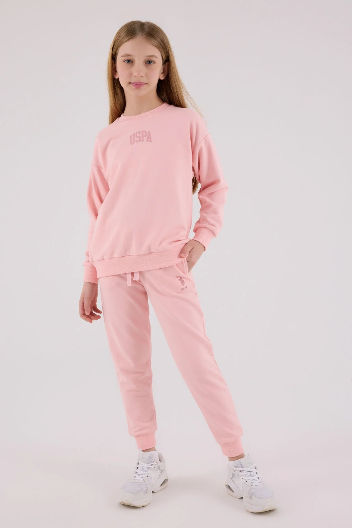 Arnetta U.S. Polo Assn Kız Çocuk Pembe Eşofman Takımı Eşofman Takımı Toptan