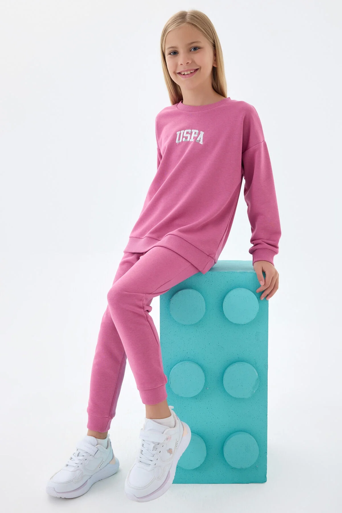 Arnetta U.S. Polo Assn Kız Çocuk Pembe Eşofman Takımı Eşofman Takımı Toptan