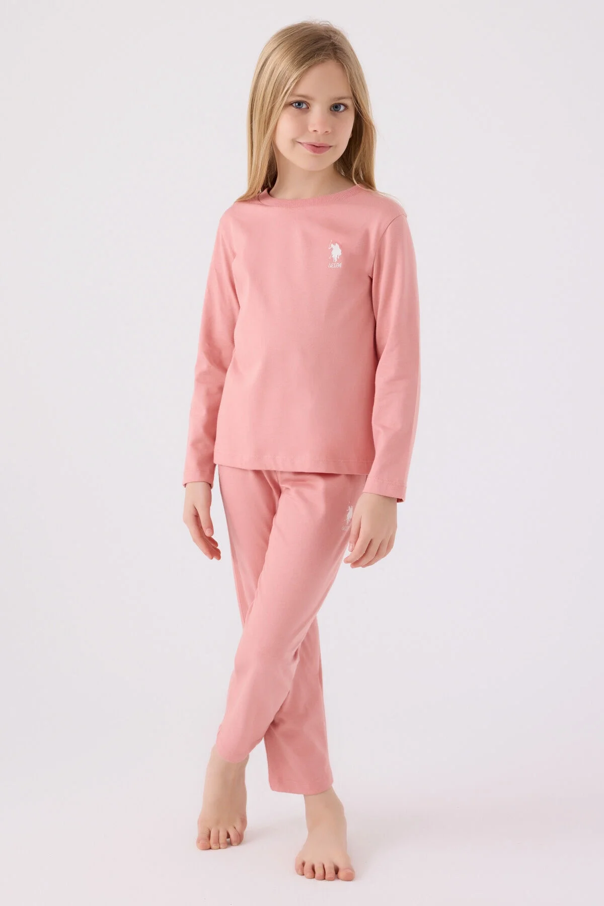 Arnetta U.S. Polo Assn Kız Çocuk Pembe Pijama Takımı Pijama Takımı Toptan