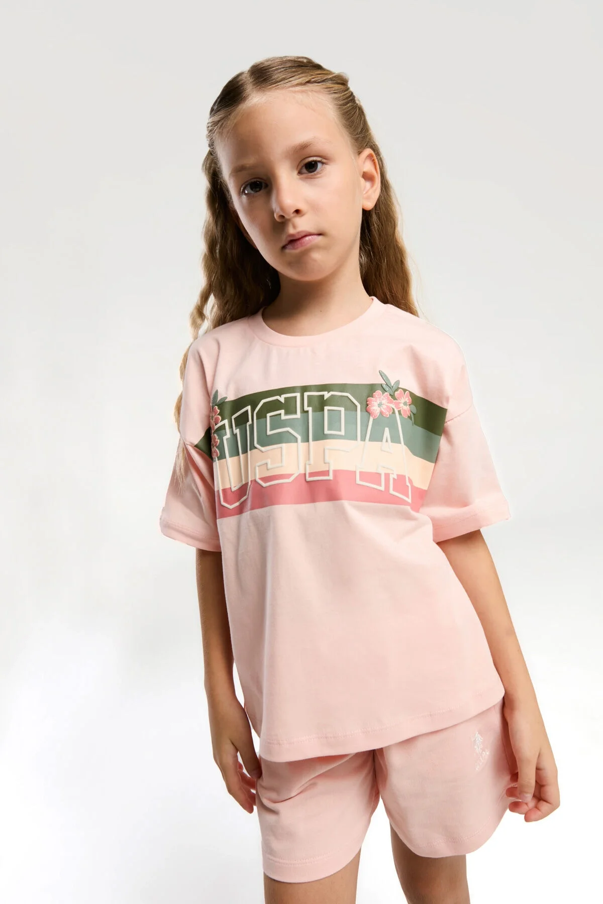 U.S. Polo Assn Kız Çocuk Pembe Şort Takım