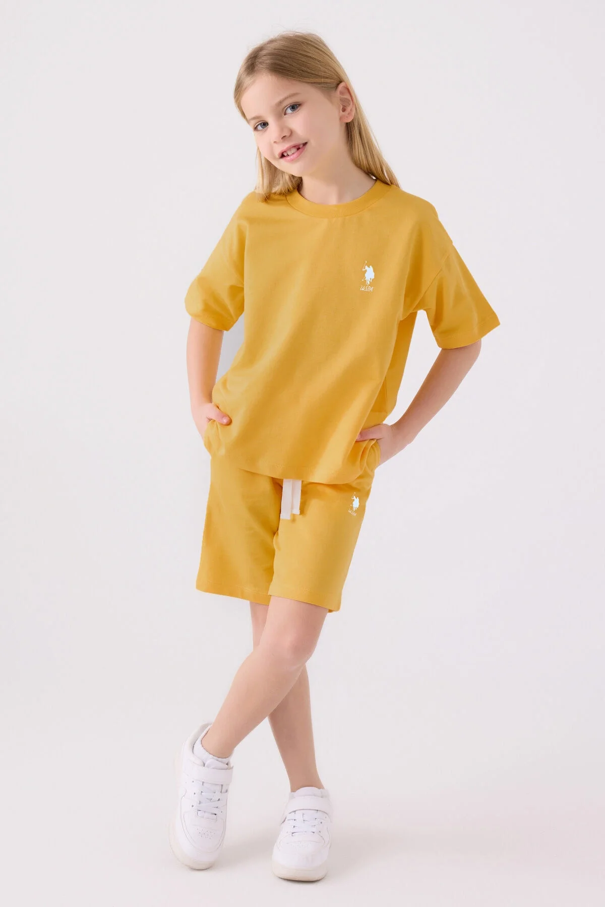 Arnetta U.S. Polo Assn Kız Çocuk Sarı Bermuda Takım Bermuda Takım Toptan