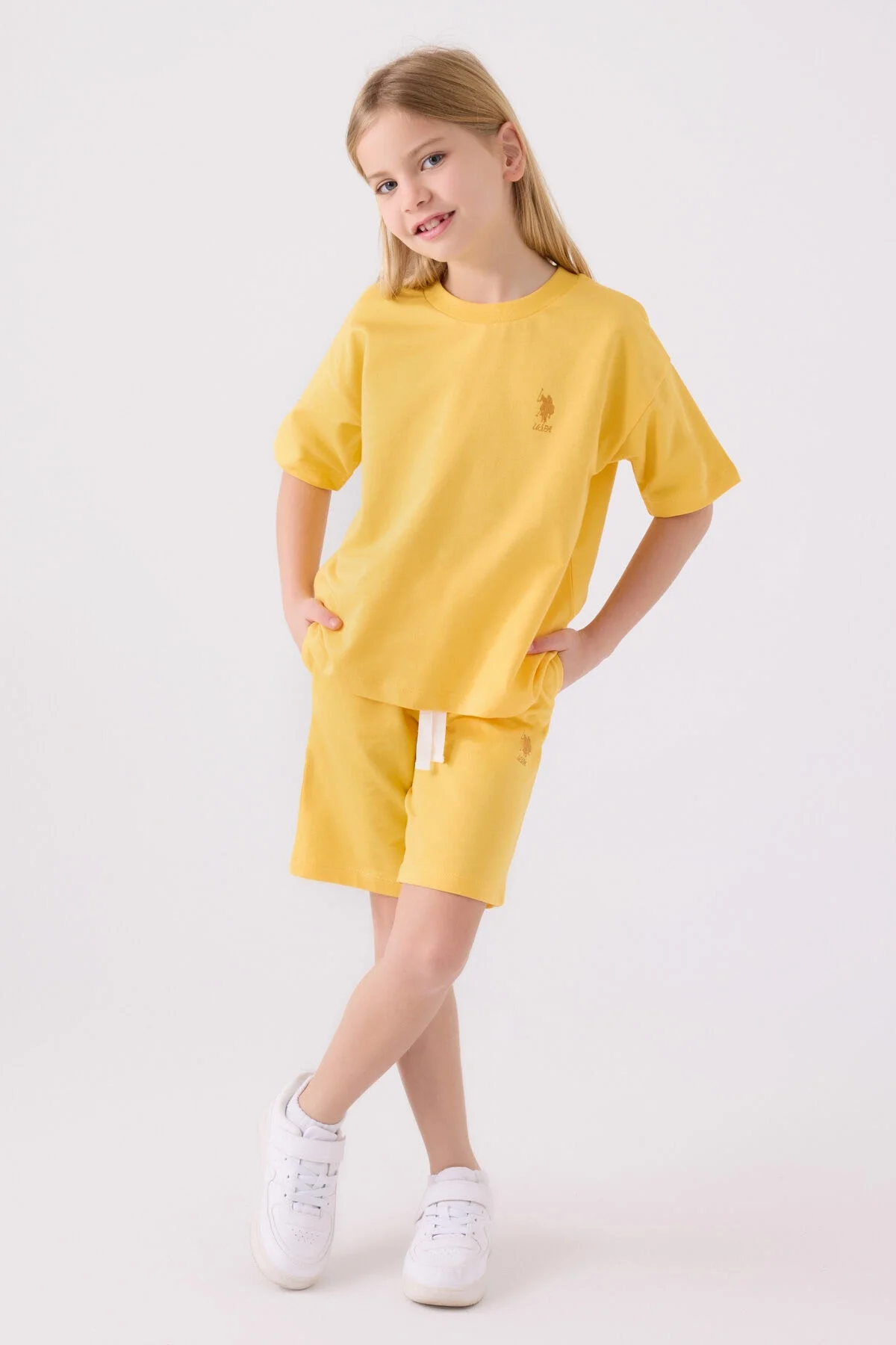 Arnetta U.S. Polo Assn Kız Çocuk Sarı Bermuda Takım Bermuda Takım Toptan