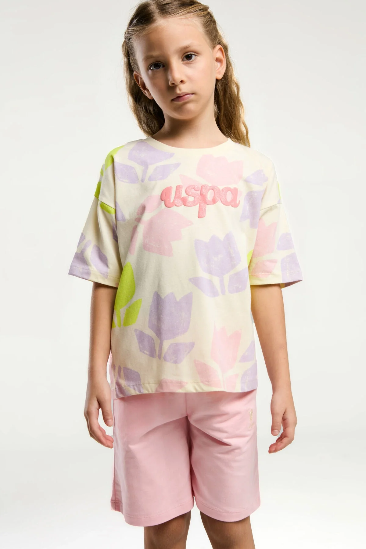 Arnetta U.S. Polo Assn Kız Çocuk Sarı Bermuda Takım Bermuda Takım Toptan