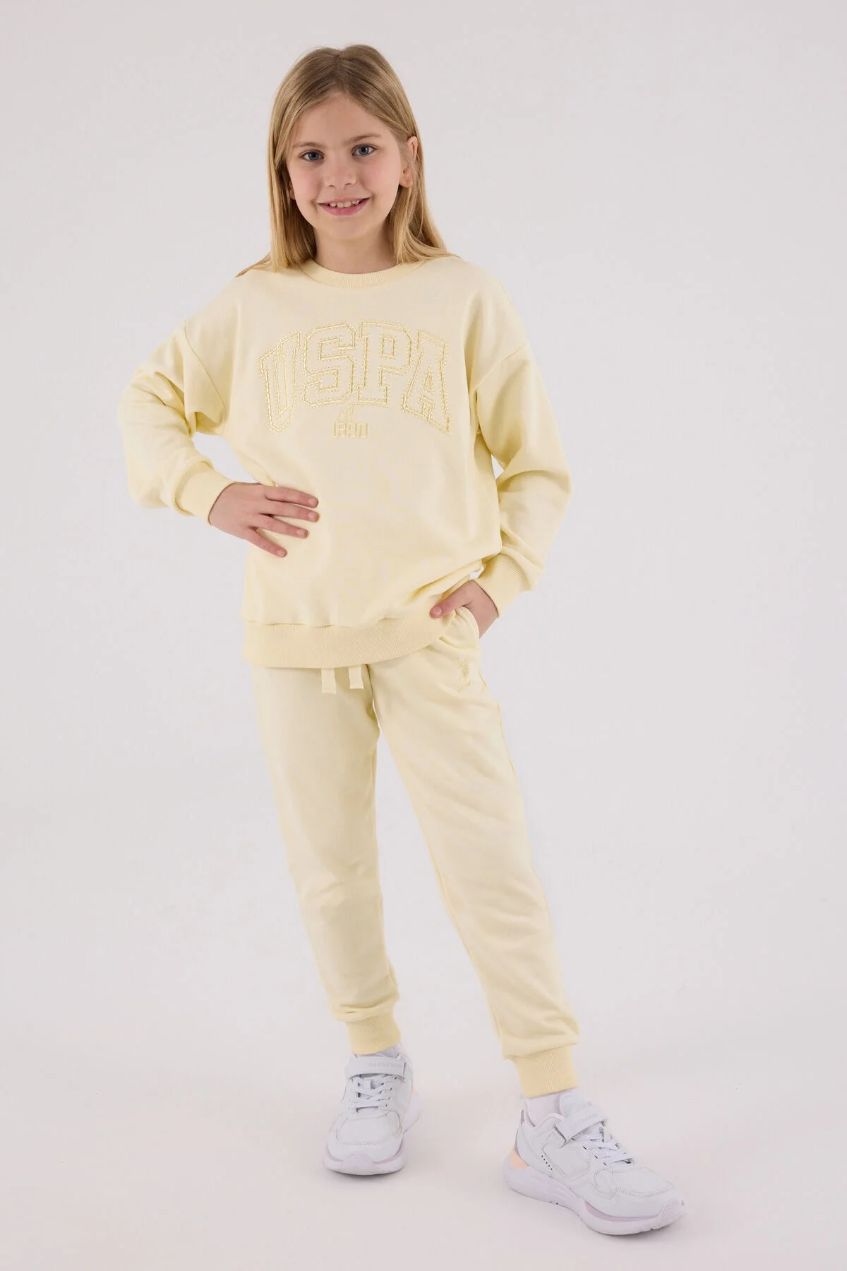 Arnetta U.S. Polo Assn Kız Çocuk Sarı Eşofman Takımı Eşofman Takımı Toptan