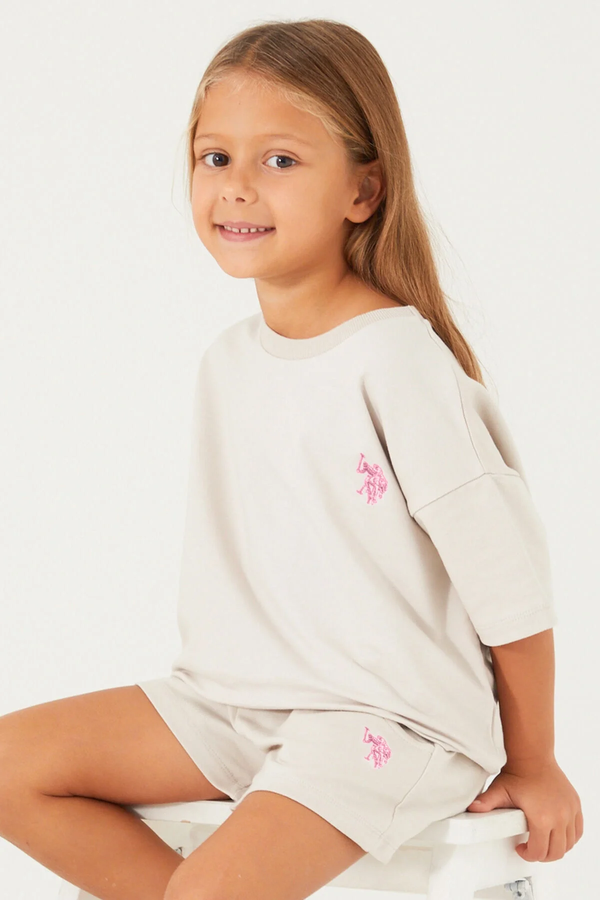 Arnetta U.S. Polo Assn Kız Çocuk Sarı Şort Takım Şort Takım Toptan