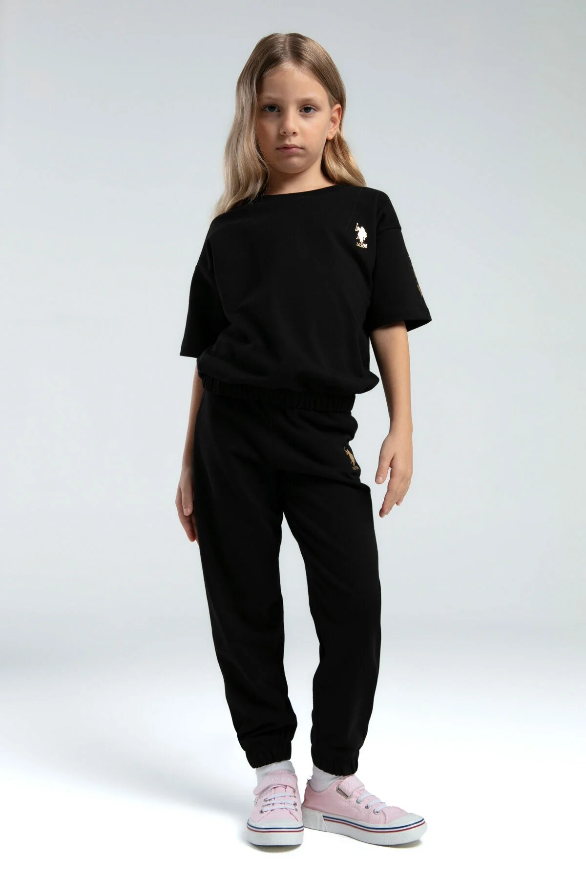 Arnetta U.S. Polo Assn Kız Çocuk Siyah Pijama Takımı Pijama Takımı Toptan