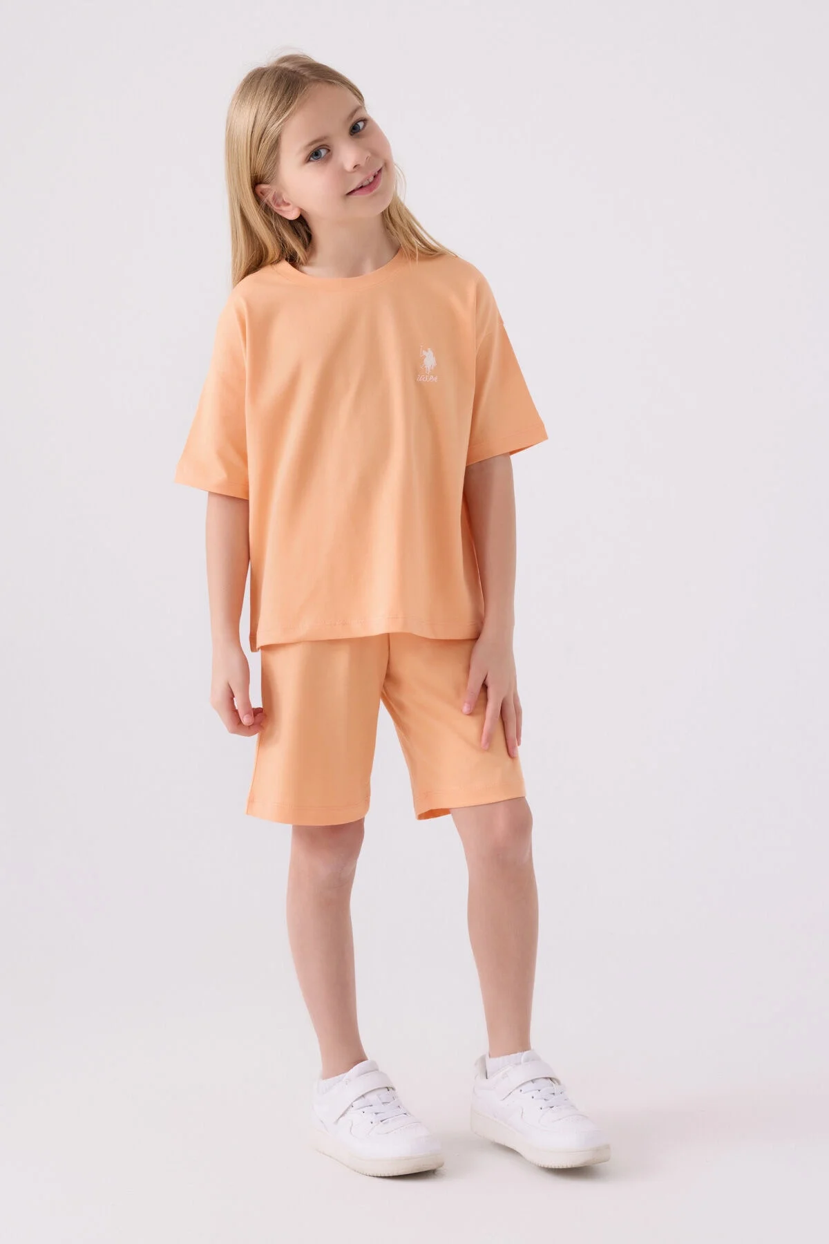 Arnetta U.S. Polo Assn Kız Çocuk Turuncu Bermuda Takım Bermuda Takım Toptan