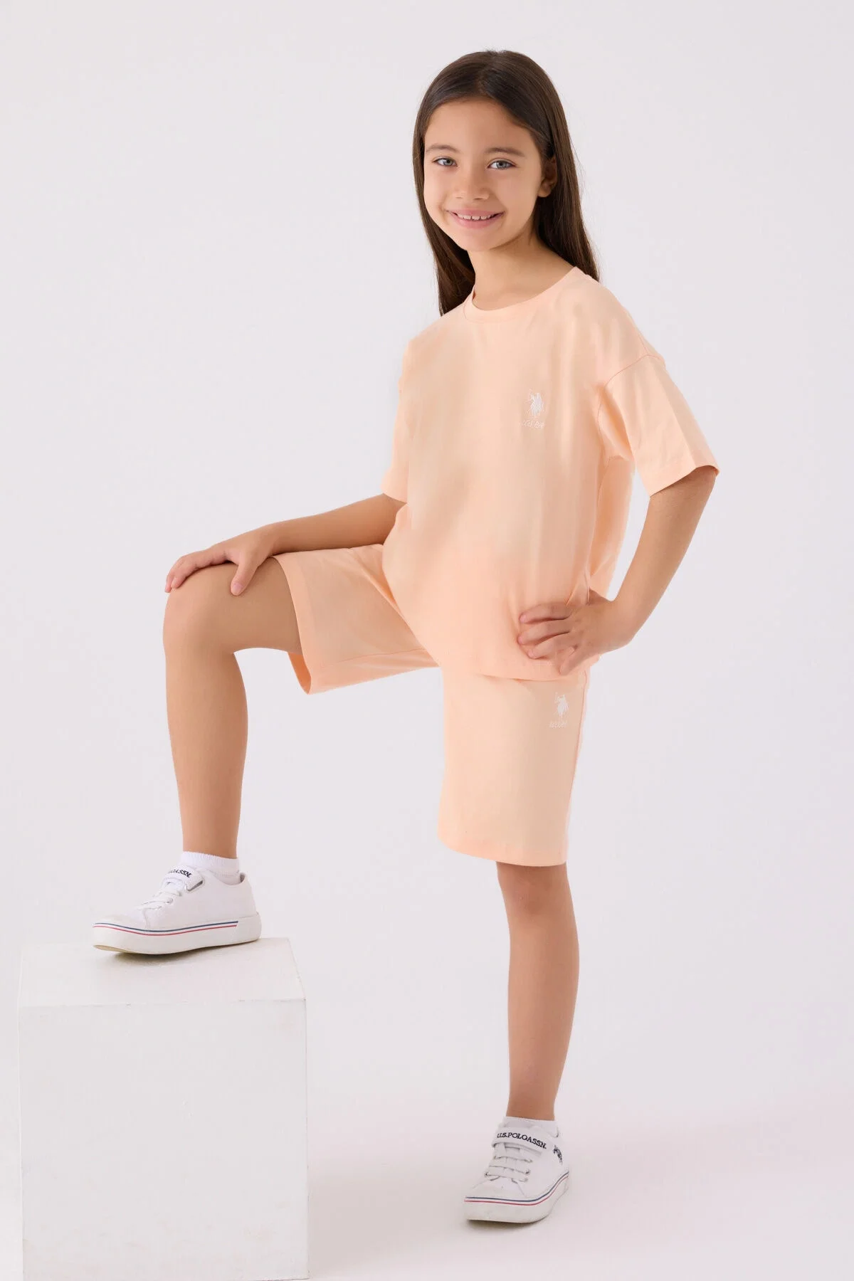 Arnetta U.S. Polo Assn Kız Çocuk Turuncu Bermuda Takım Bermuda Takım Toptan