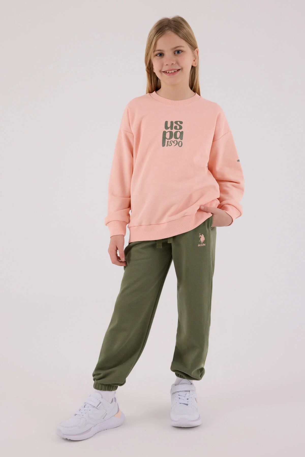 Arnetta U.S. Polo Assn Kız Çocuk Turuncu Eşofman Takımı Eşofman Takımı Toptan