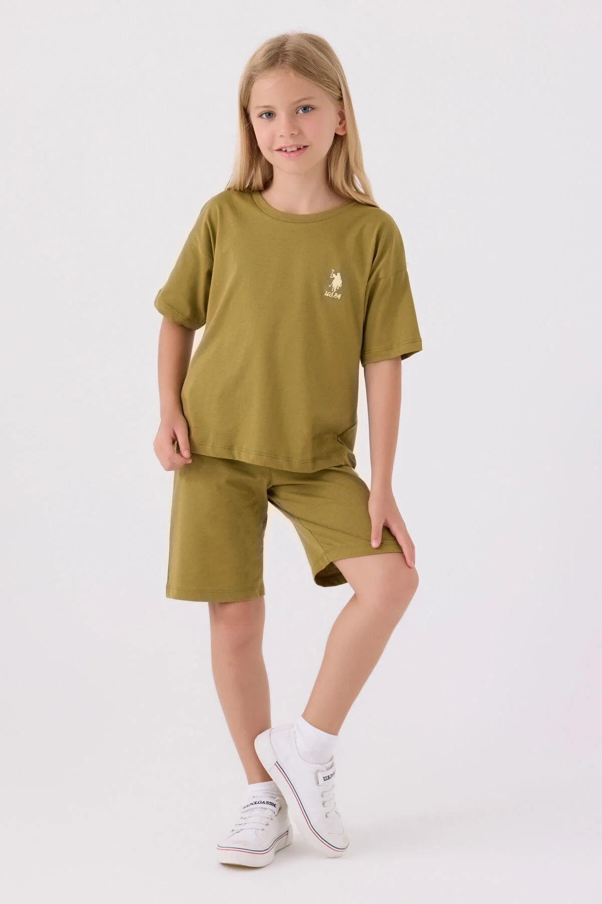 Arnetta U.S. Polo Assn Kız Çocuk Yeşil Bermuda Takım Bermuda Takım Toptan