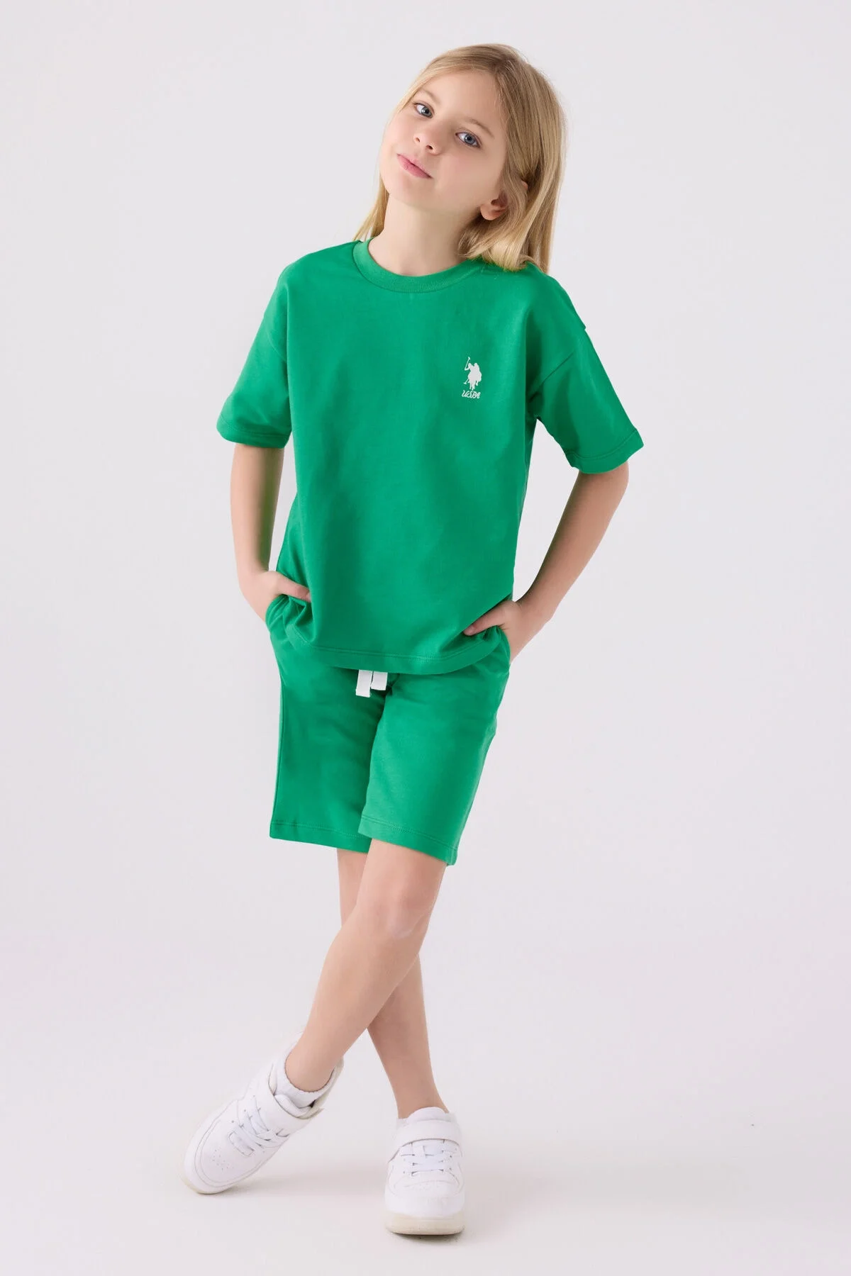 Arnetta U.S. Polo Assn Kız Çocuk Yeşil Bermuda Takım Bermuda Takım Toptan