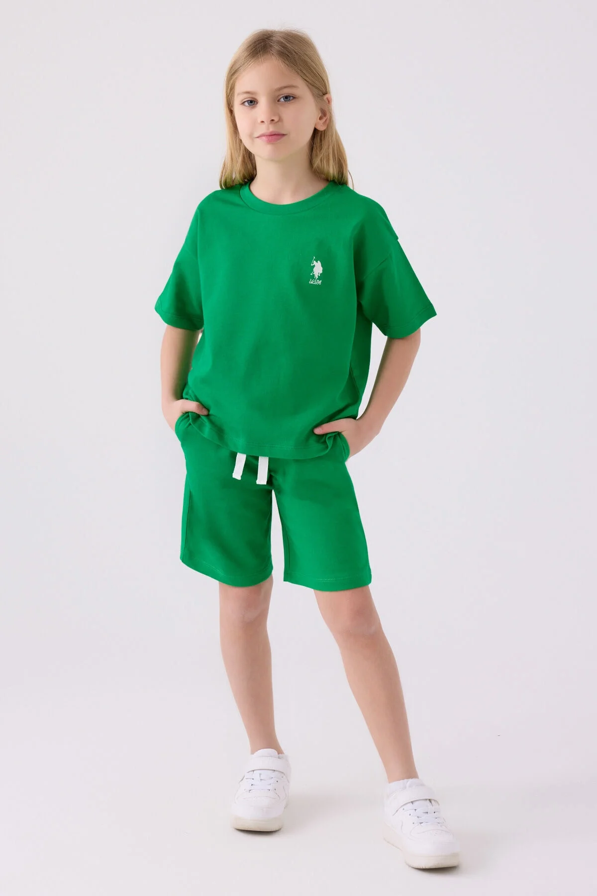 Arnetta U.S. Polo Assn Kız Çocuk Yeşil Bermuda Takım Bermuda Takım Toptan